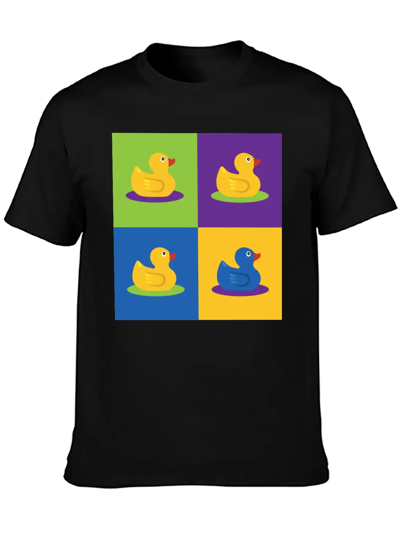 Pop Art Shirt Ducks Graphic Art Retro Gift Tee Unisex Short Sleeve Soft Cotton T-Shirt – Casual Everyday Wear
