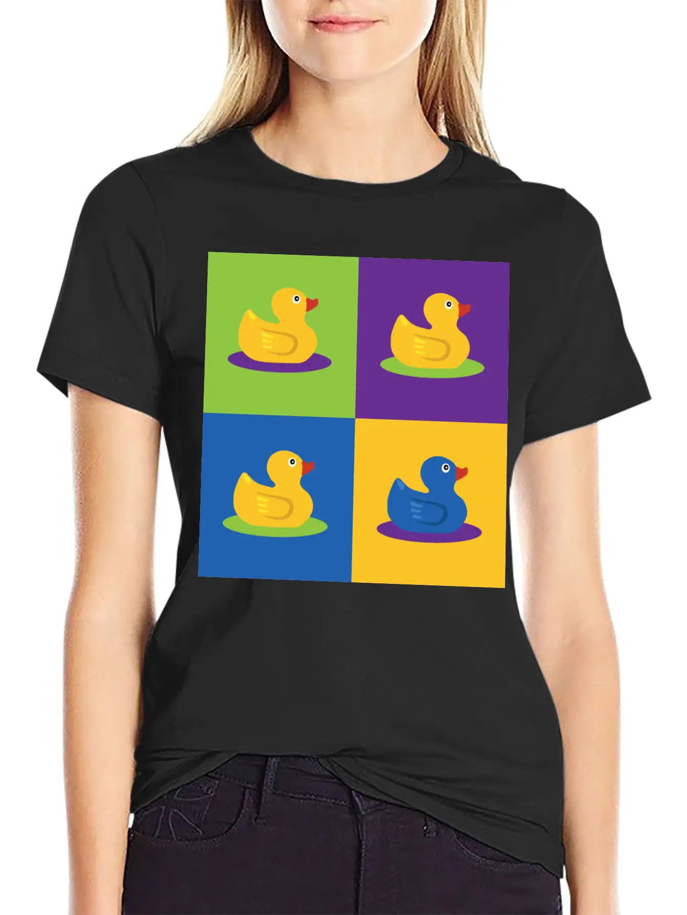 Pop Art Shirt Ducks Graphic Art Retro Gift Tee Unisex Short Sleeve Soft Cotton T-Shirt – Casual Everyday Wear