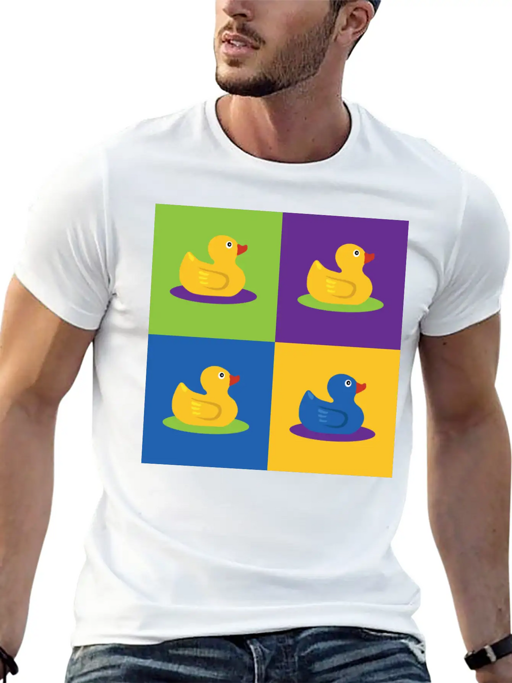 Pop Art Shirt Ducks Graphic Art Retro Gift Tee Unisex Short Sleeve Soft Cotton T-Shirt – Casual Everyday Wear