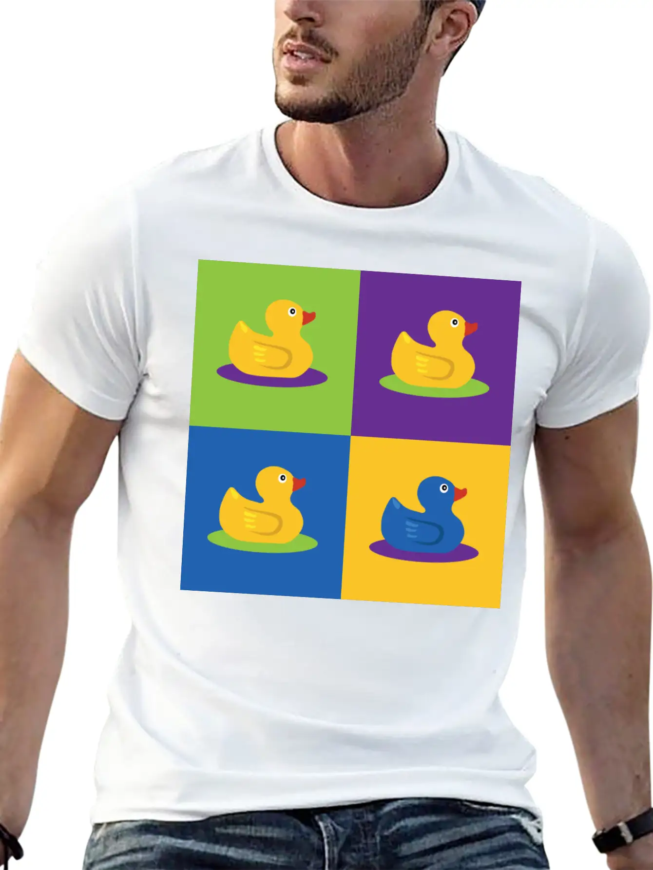 Pop Art Shirt Ducks Graphic Art Retro Gift Tee Unisex Short Sleeve Soft Cotton T-Shirt – Casual Everyday Wear