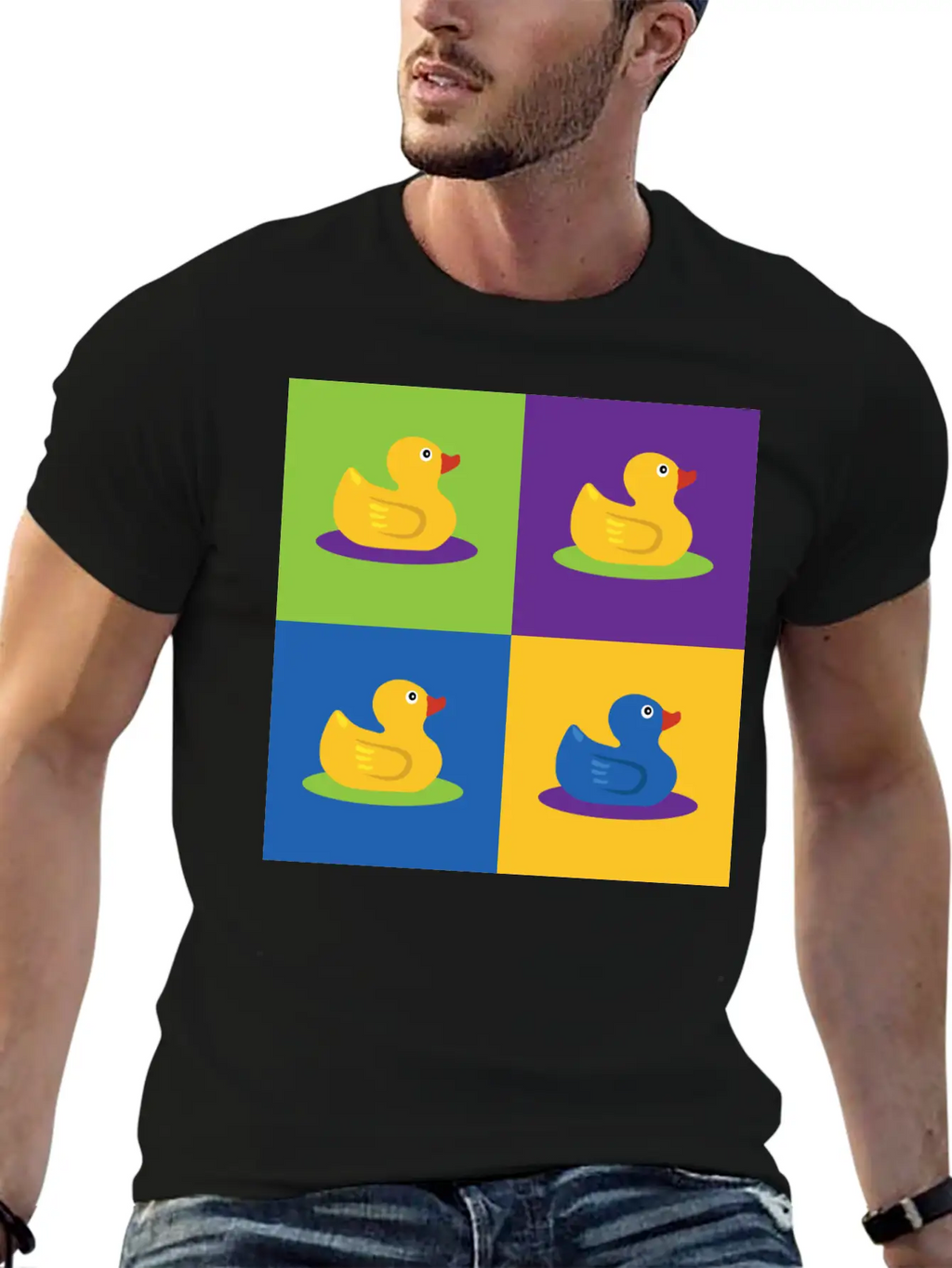 Pop Art Shirt Ducks Graphic Art Retro Gift Tee Unisex Short Sleeve Soft Cotton T-Shirt – Casual Everyday Wear