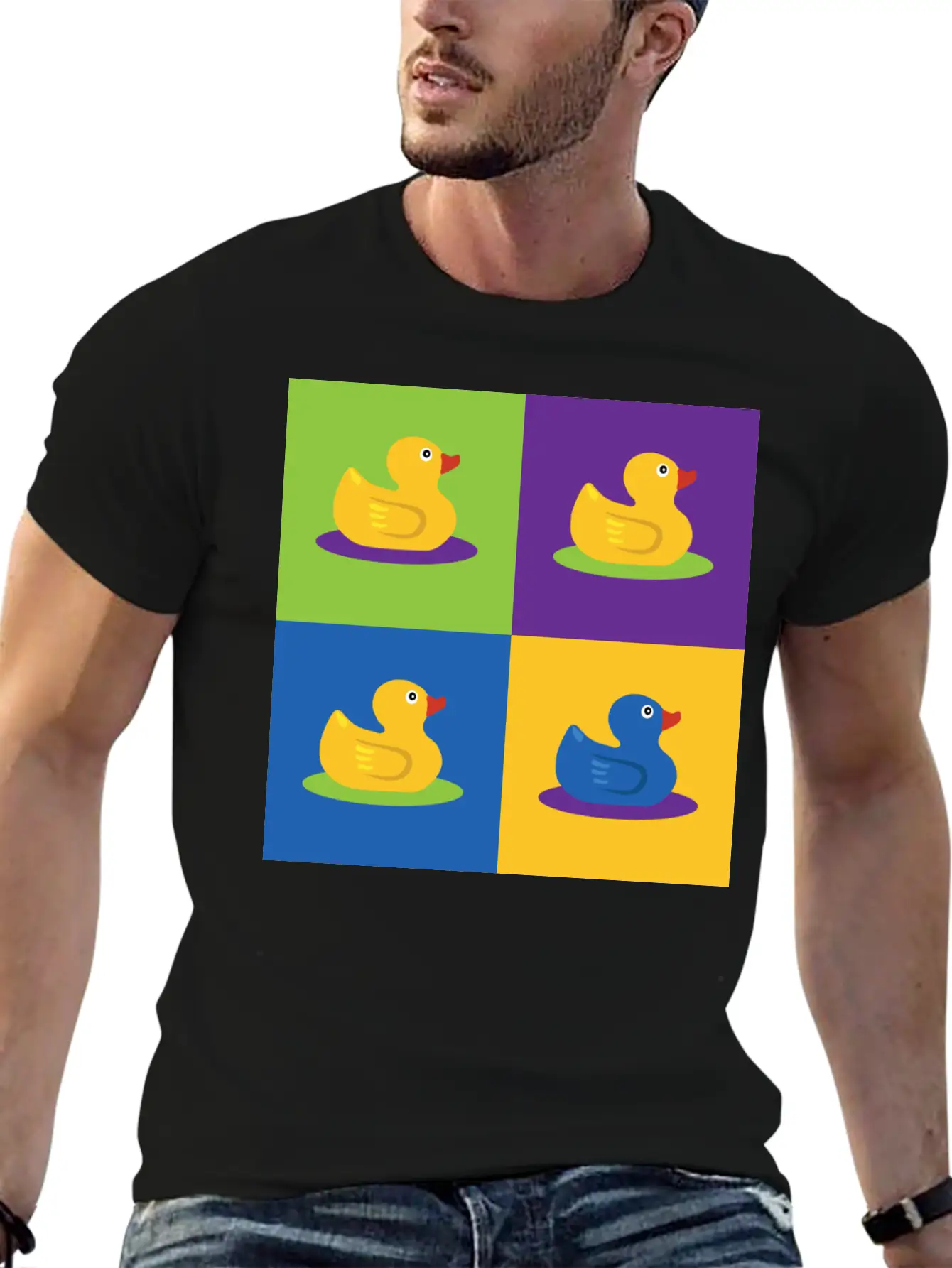 Pop Art Shirt Ducks Graphic Art Retro Gift Tee Unisex Short Sleeve Soft Cotton T-Shirt – Casual Everyday Wear