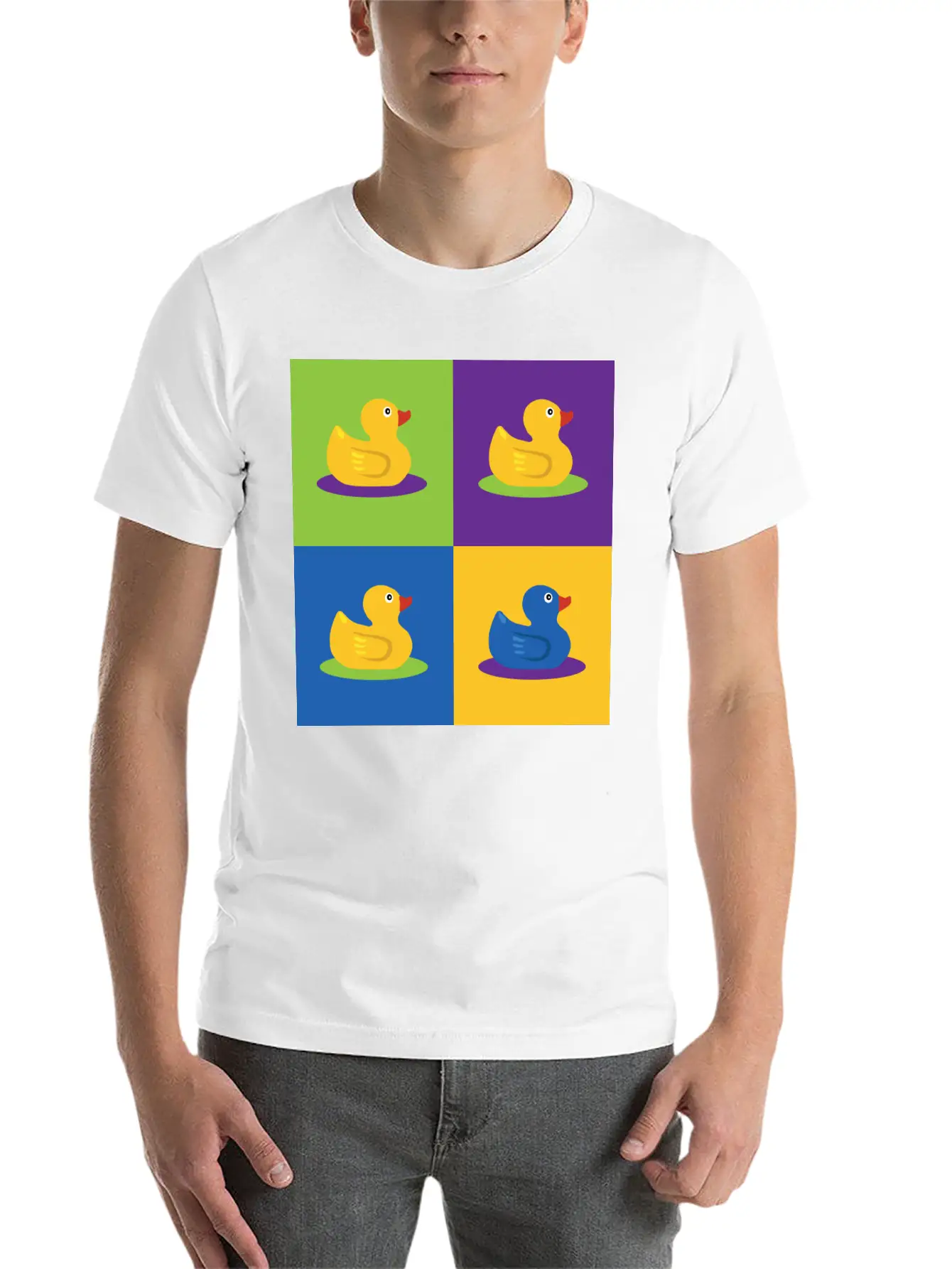 Pop Art Shirt Ducks Graphic Art Retro Gift Tee Unisex Short Sleeve Soft Cotton T-Shirt – Casual Everyday Wear