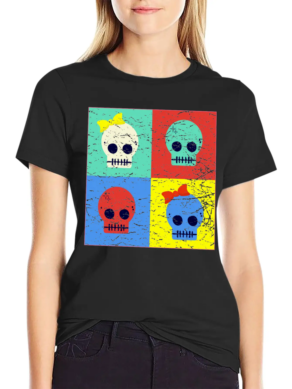 Pop Art Skulls Unisex Casual T-Shirt – Clean Design For Daily Comfort