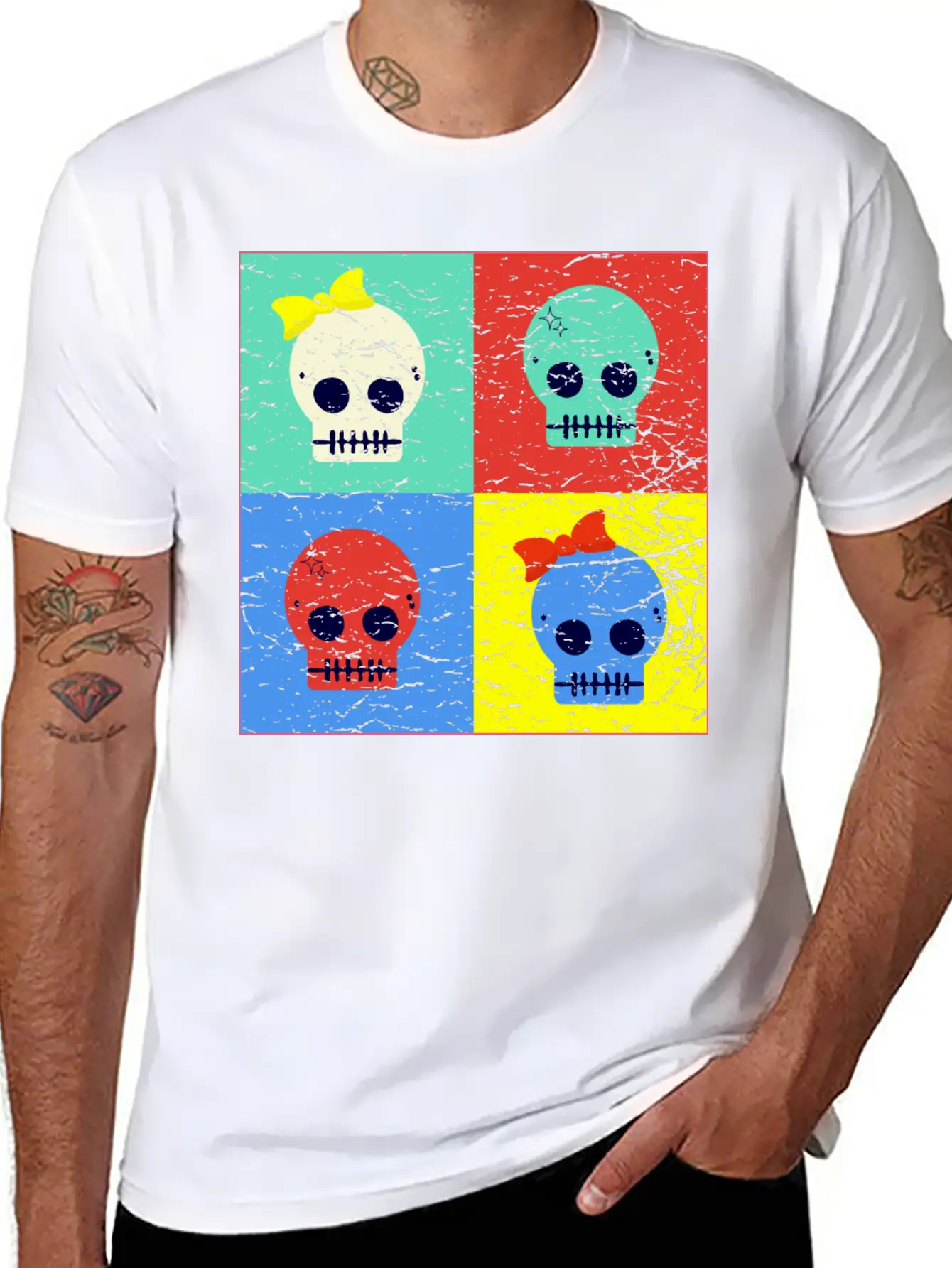 Pop Art Skulls Unisex Casual T-Shirt – Clean Design For Daily Comfort