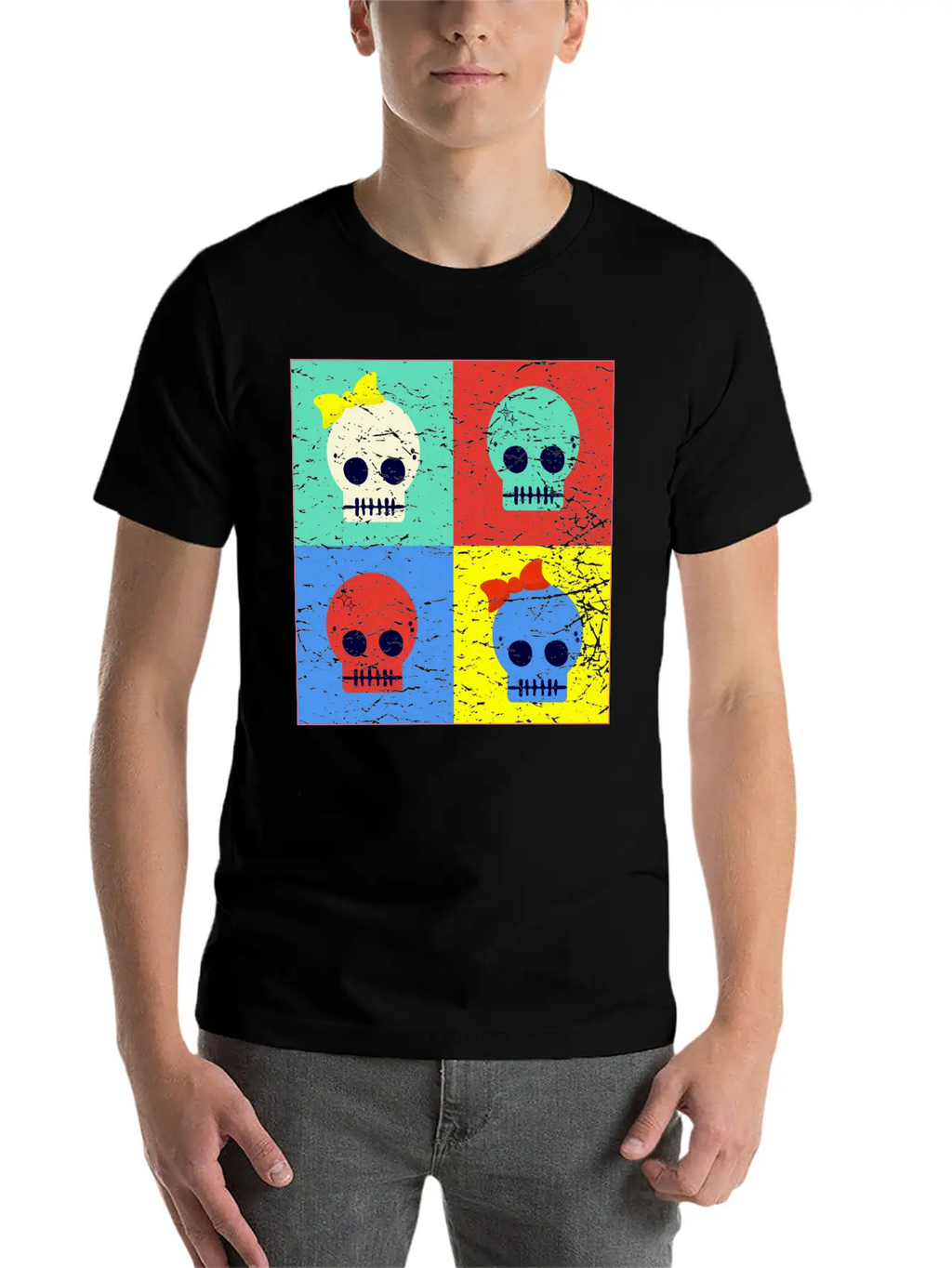 Pop Art Skulls Unisex Casual T-Shirt – Clean Design For Daily Comfort
