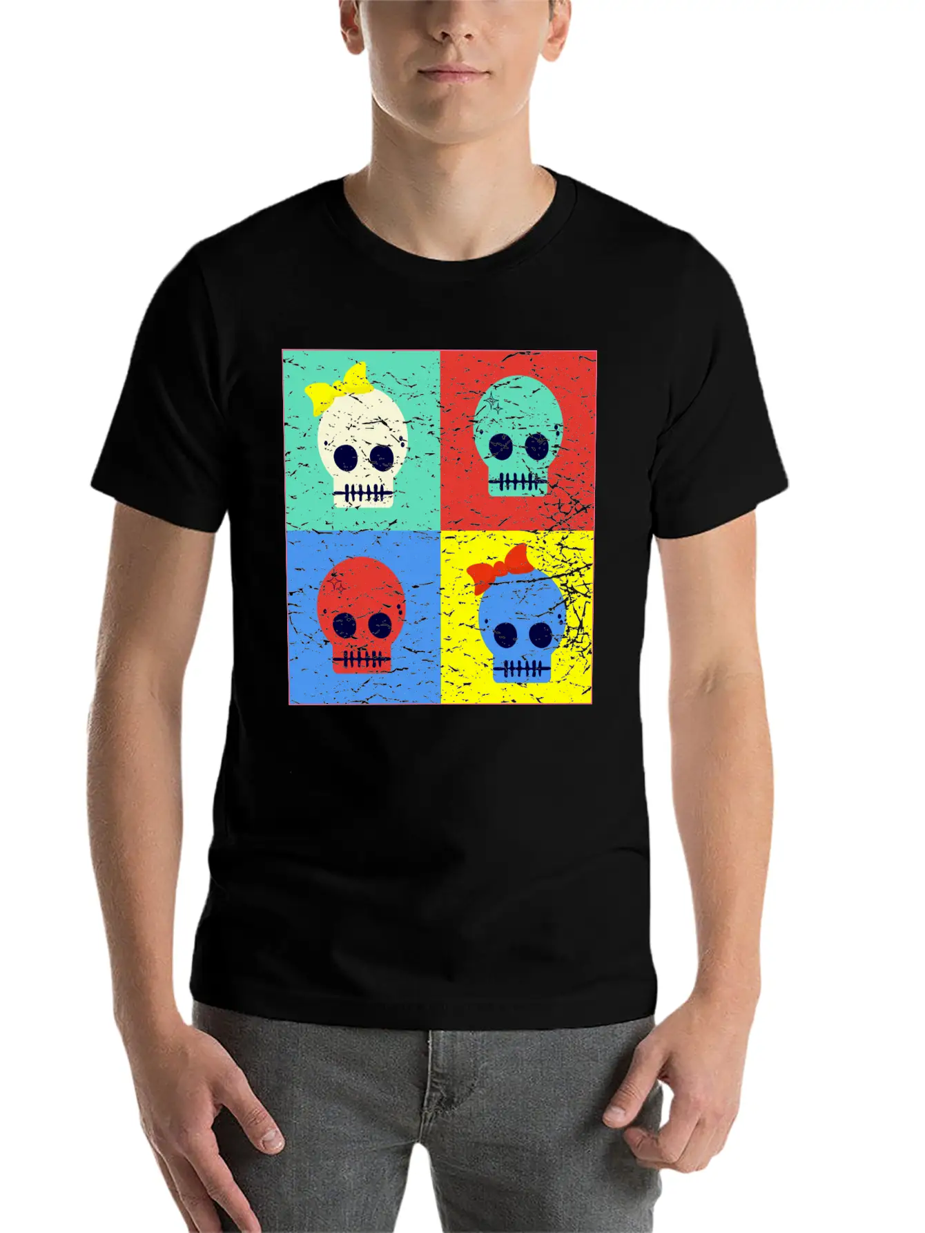 Pop Art Skulls Unisex Casual T-Shirt – Clean Design For Daily Comfort