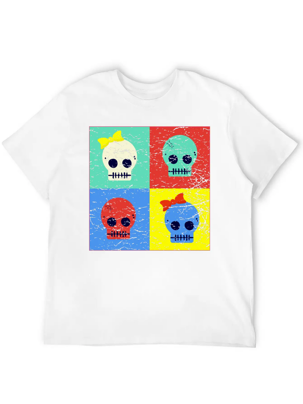 Pop Art Skulls Unisex Casual T-Shirt – Clean Design For Daily Comfort