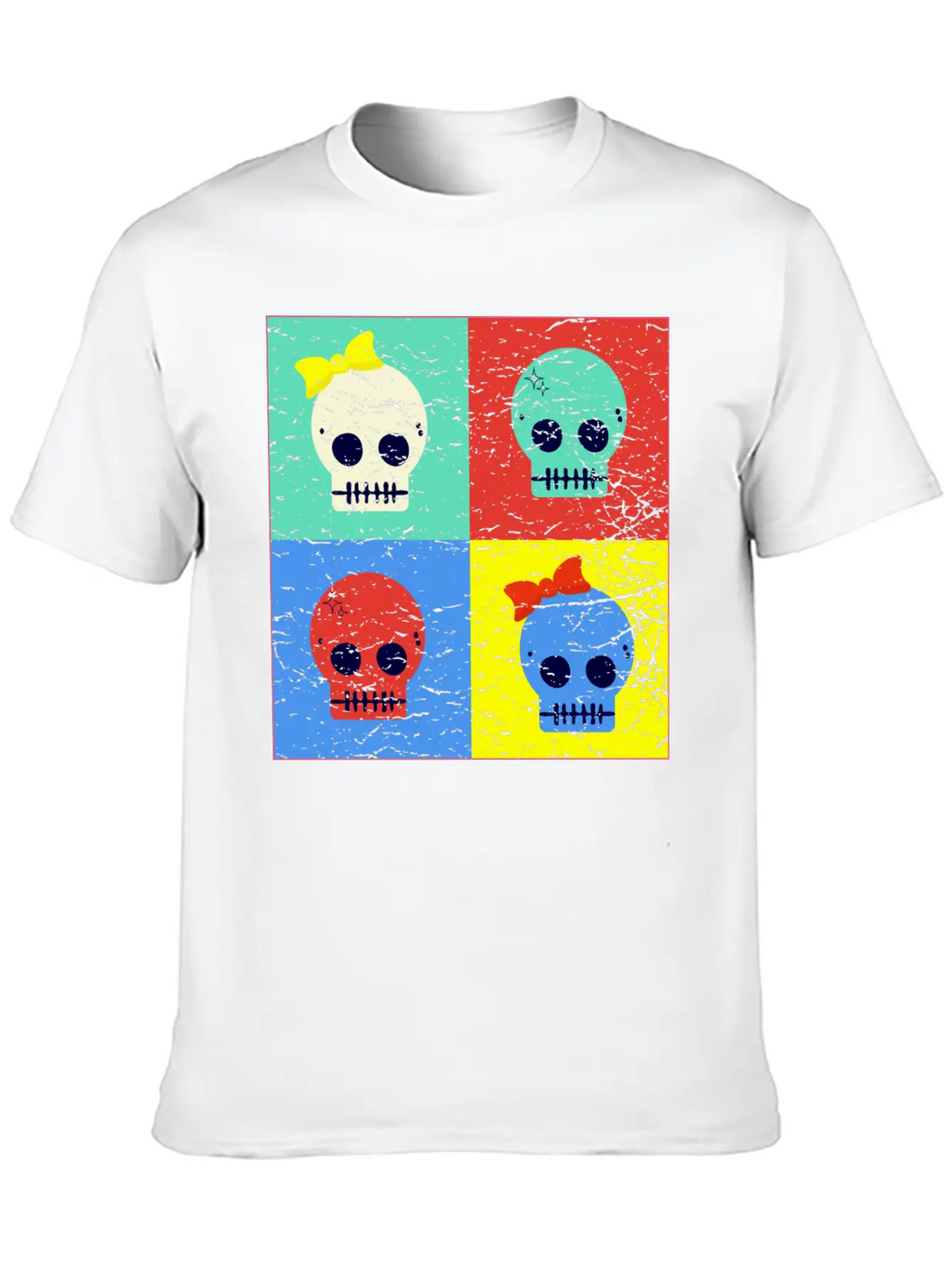 Pop Art Skulls Unisex Casual T-Shirt – Clean Design For Daily Comfort