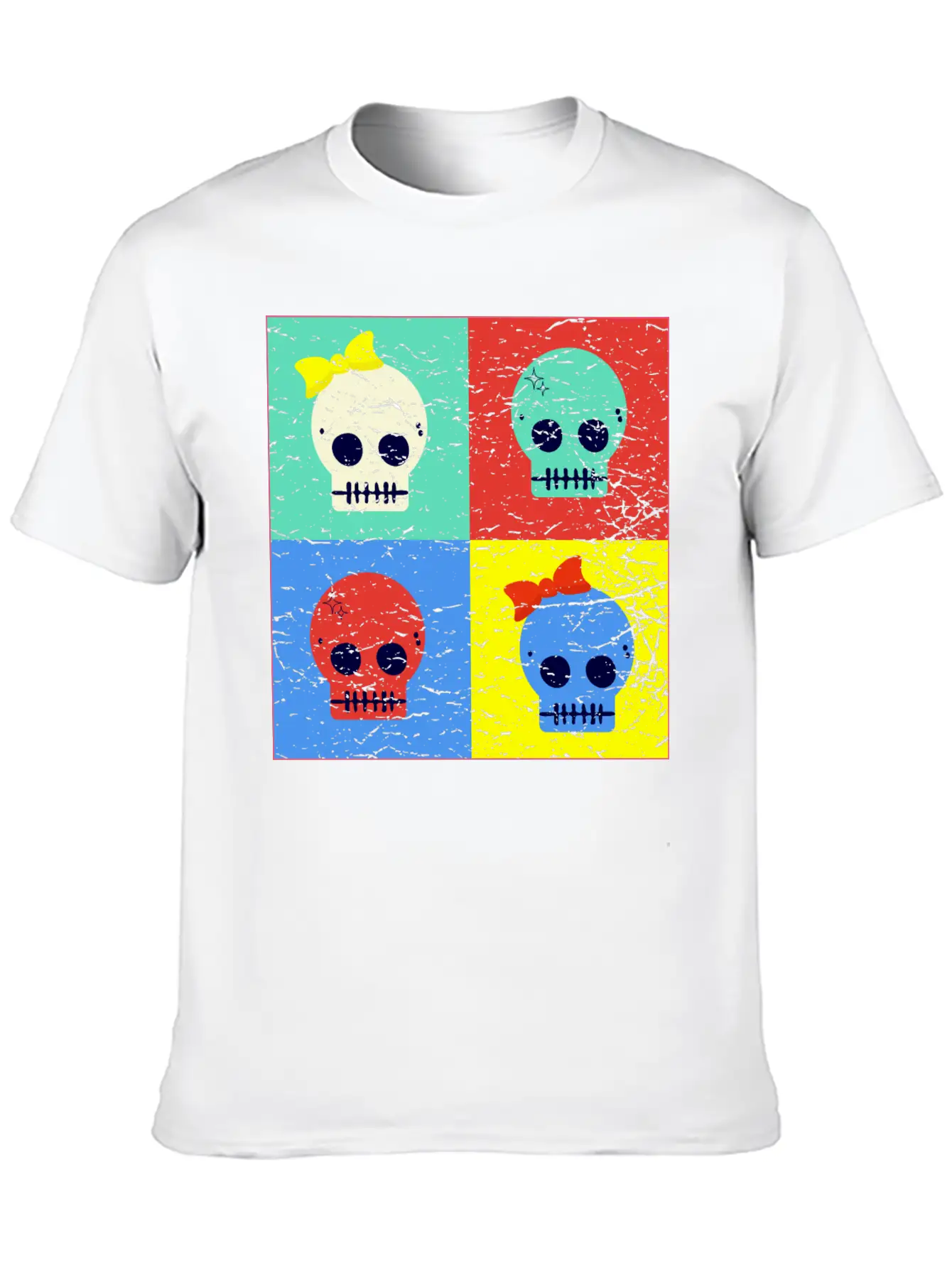 Pop Art Skulls Unisex Casual T-Shirt – Clean Design For Daily Comfort
