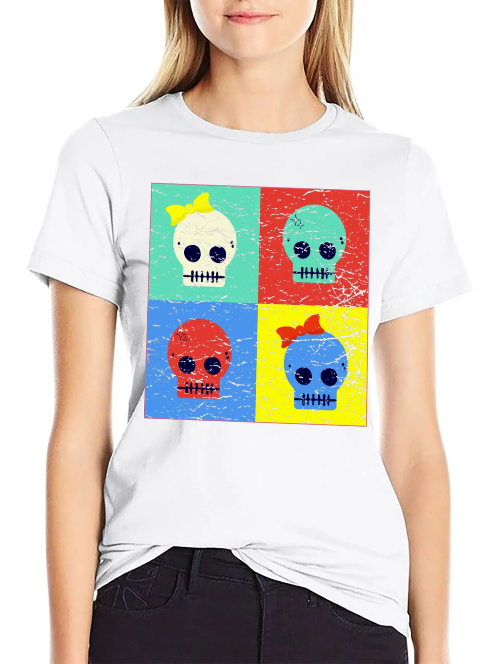 Pop Art Skulls Unisex Casual T-Shirt – Clean Design For Daily Comfort