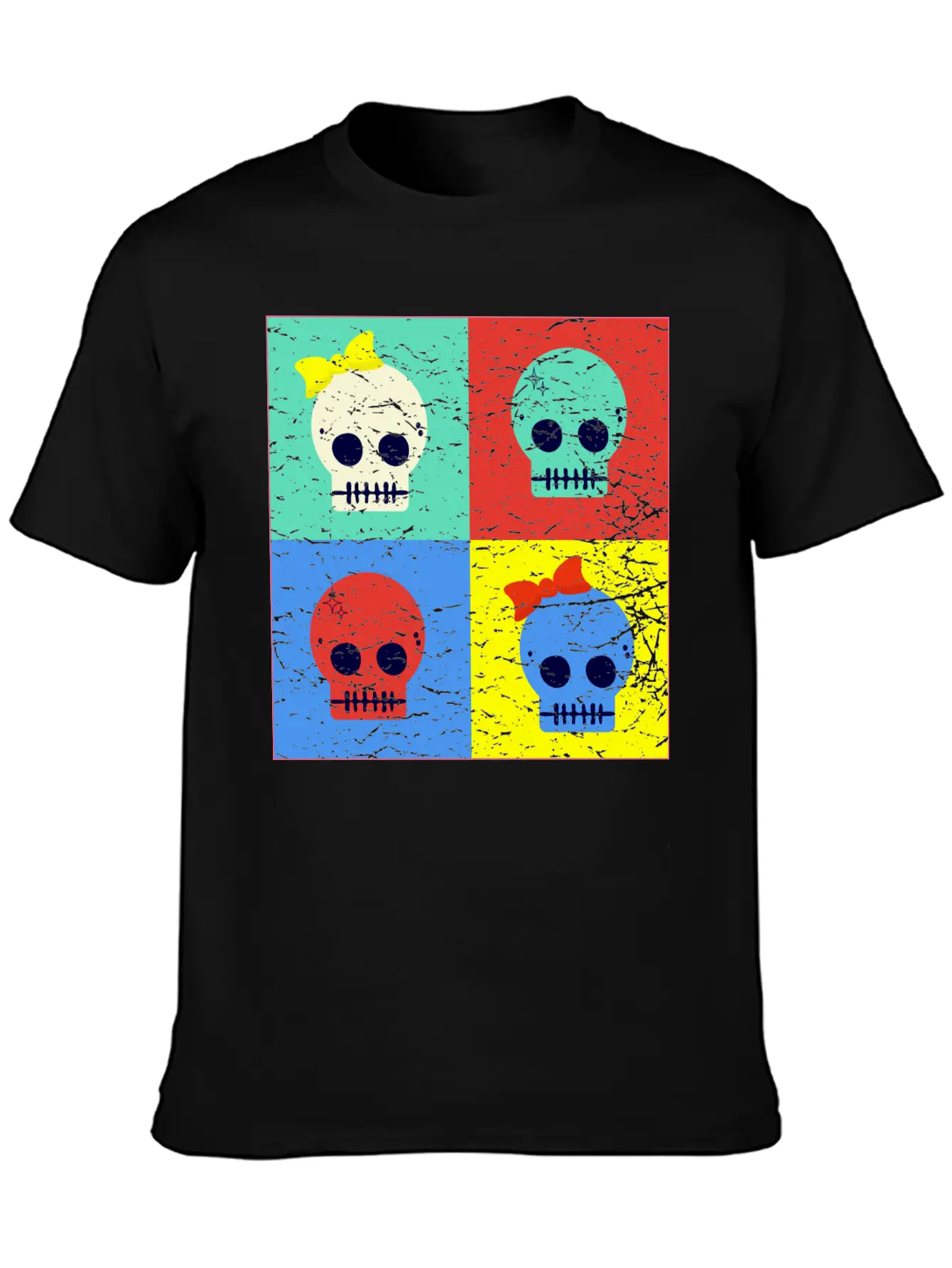 Pop Art Skulls Unisex Casual T-Shirt – Clean Design For Daily Comfort