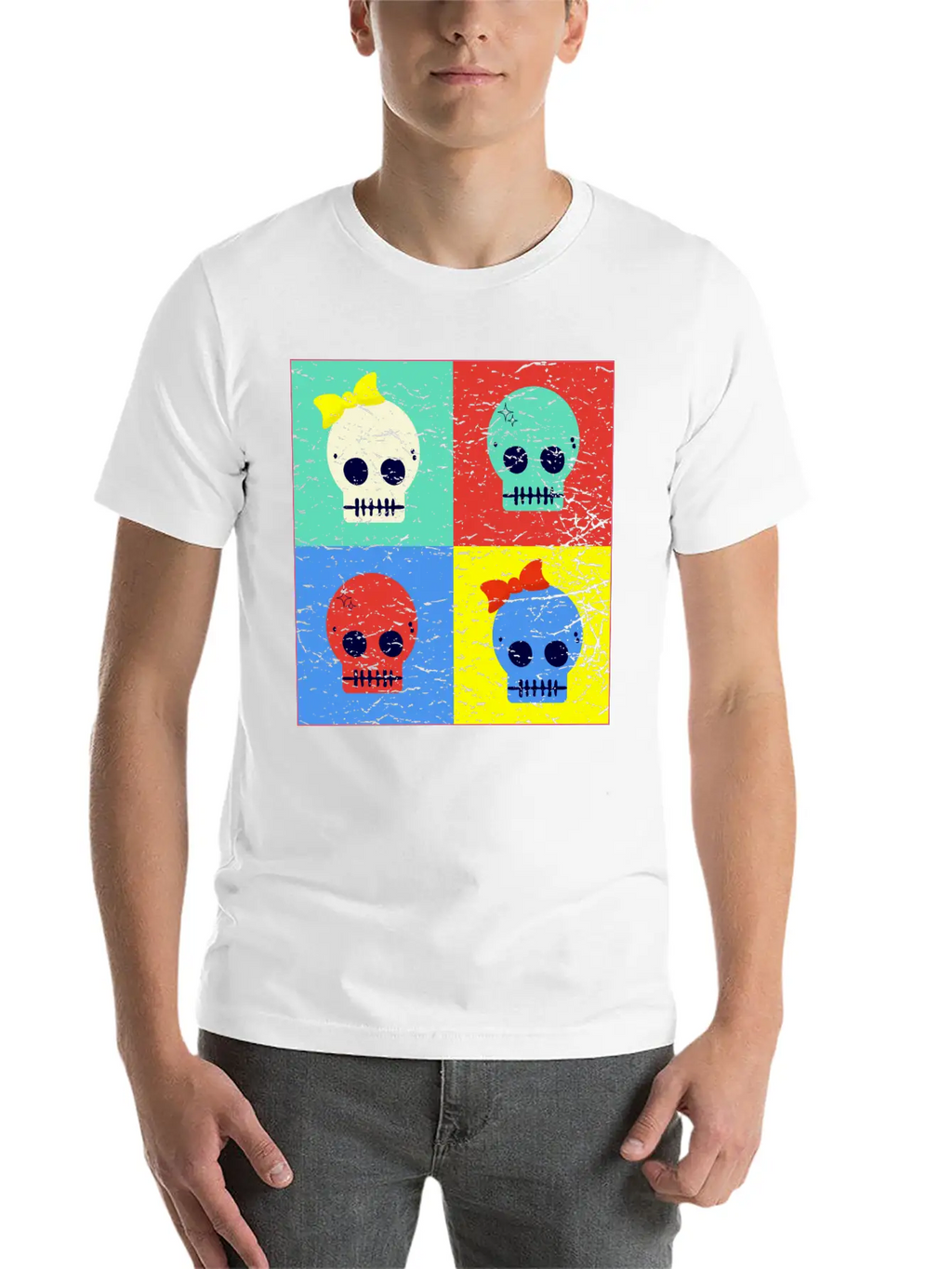 Pop Art Skulls Unisex Casual T-Shirt – Clean Design For Daily Comfort