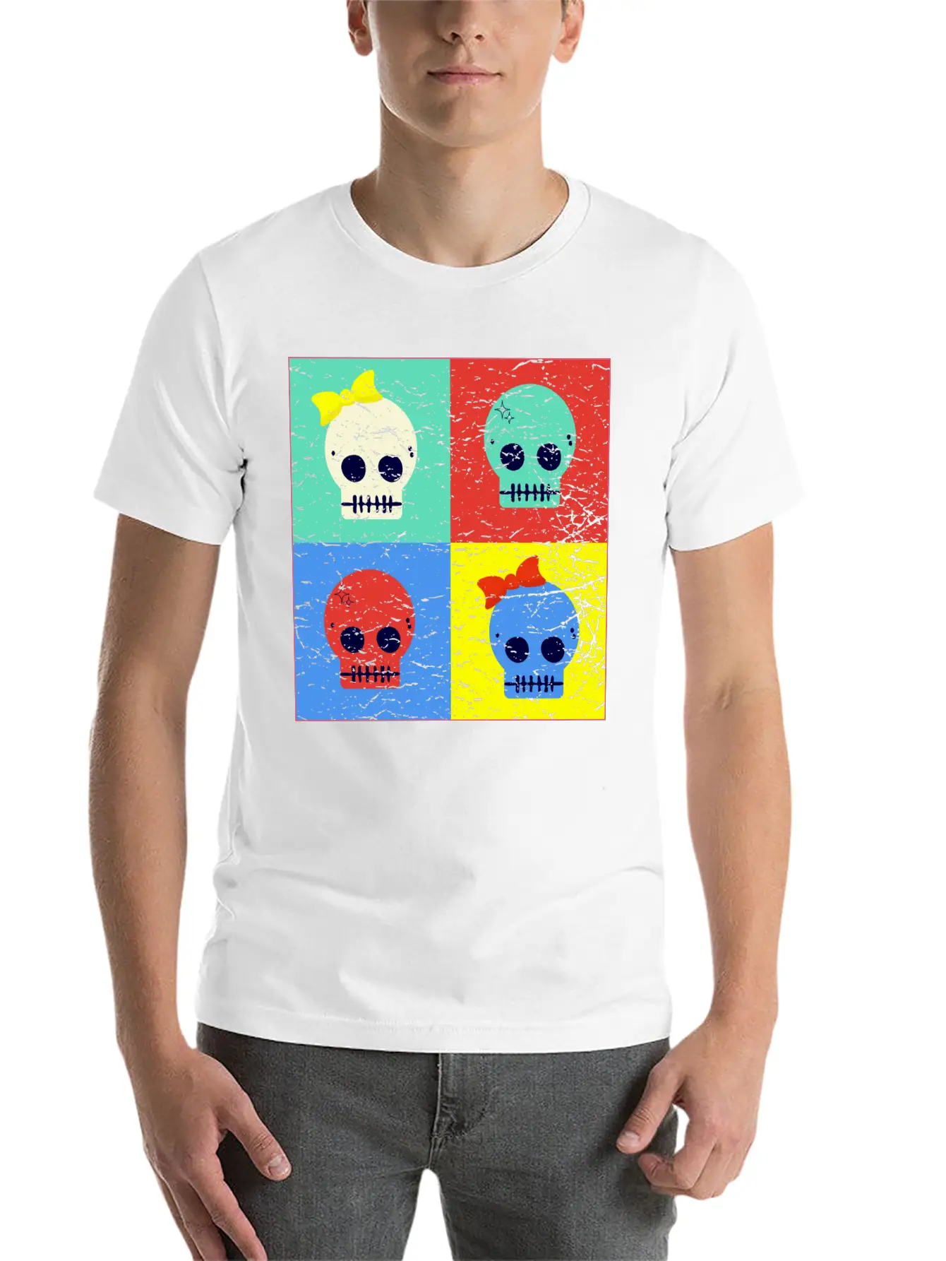 Pop Art Skulls Unisex Casual T-Shirt – Clean Design For Daily Comfort