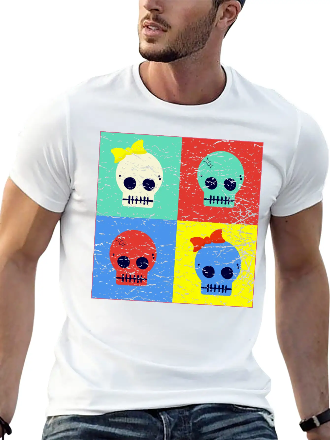 Pop Art Skulls Unisex Casual T-Shirt – Clean Design For Daily Comfort