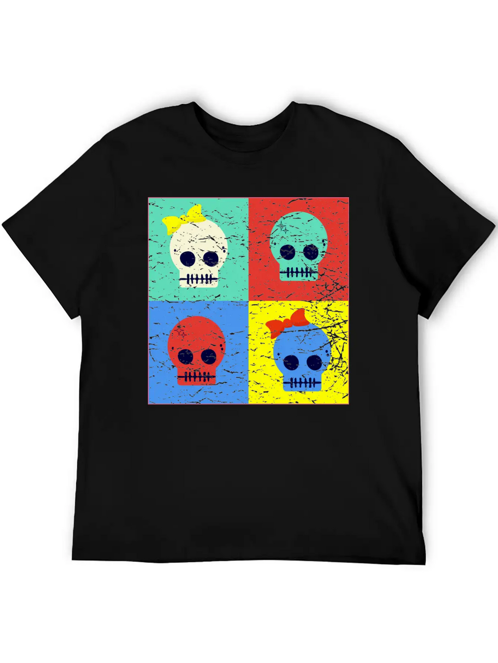 Pop Art Skulls Unisex Casual T-Shirt – Clean Design For Daily Comfort