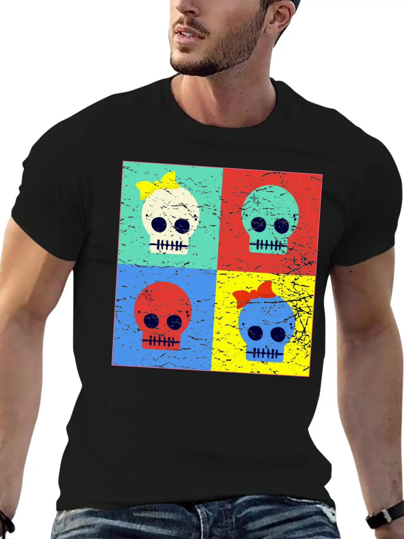 Pop Art Skulls Unisex Casual T-Shirt – Clean Design For Daily Comfort