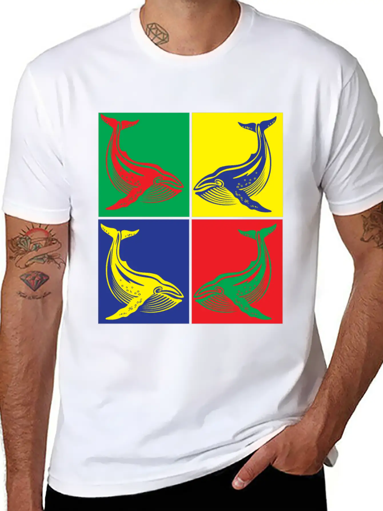 Pop Art Whale Unisex Casual T-Shirt – Clean Design For Daily Comfort