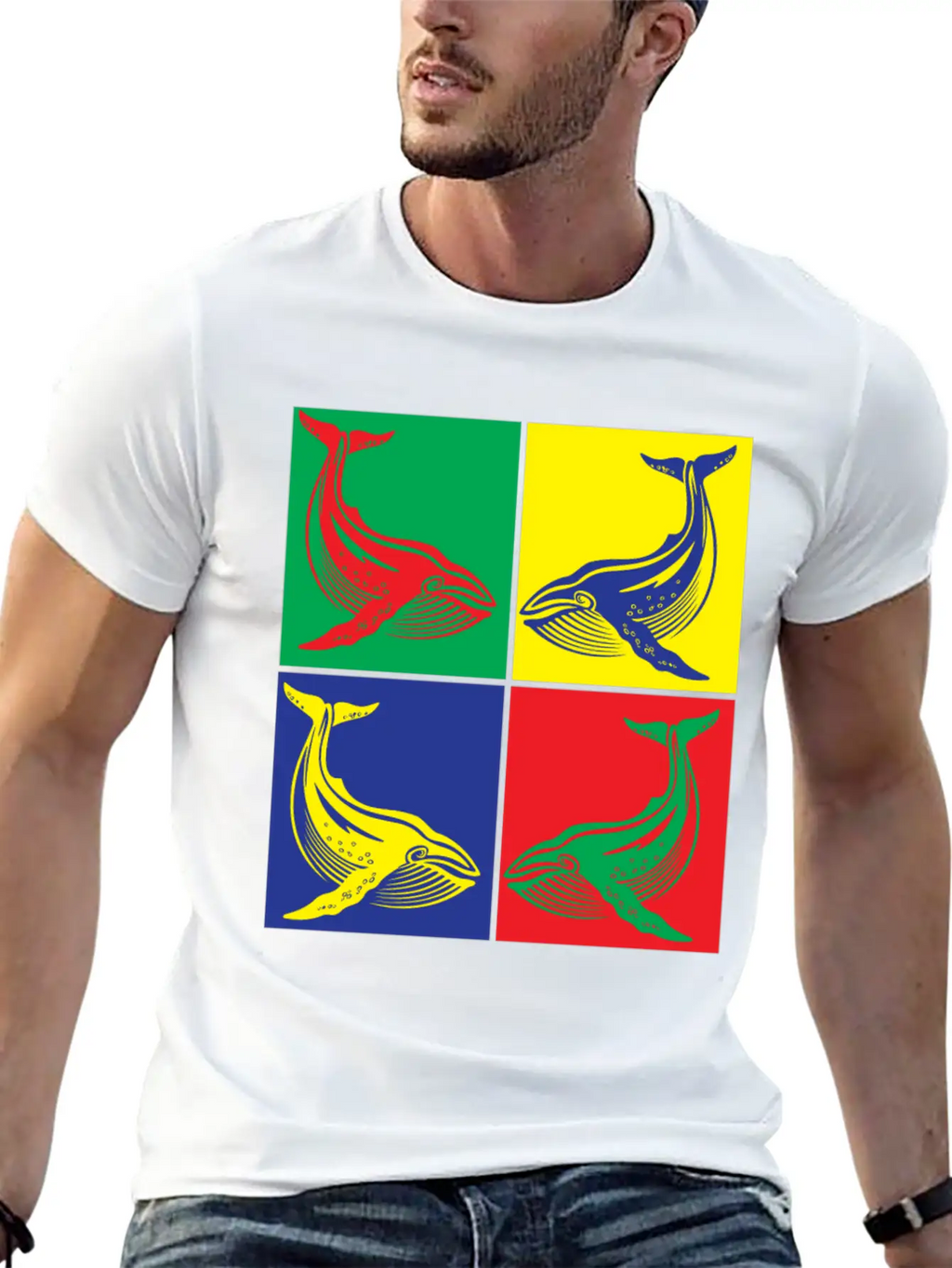 Pop Art Whale Unisex Casual T-Shirt – Clean Design For Daily Comfort