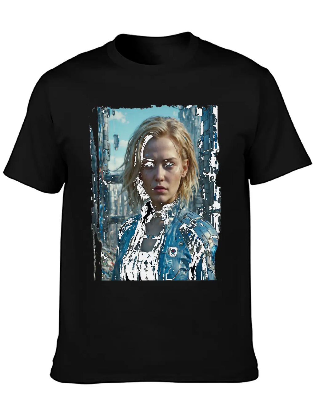 Portrait Of A Sci-fi Cyberpunk Girl Stylish Everyday T-Shirt – Unisex Basic Cotton Tee