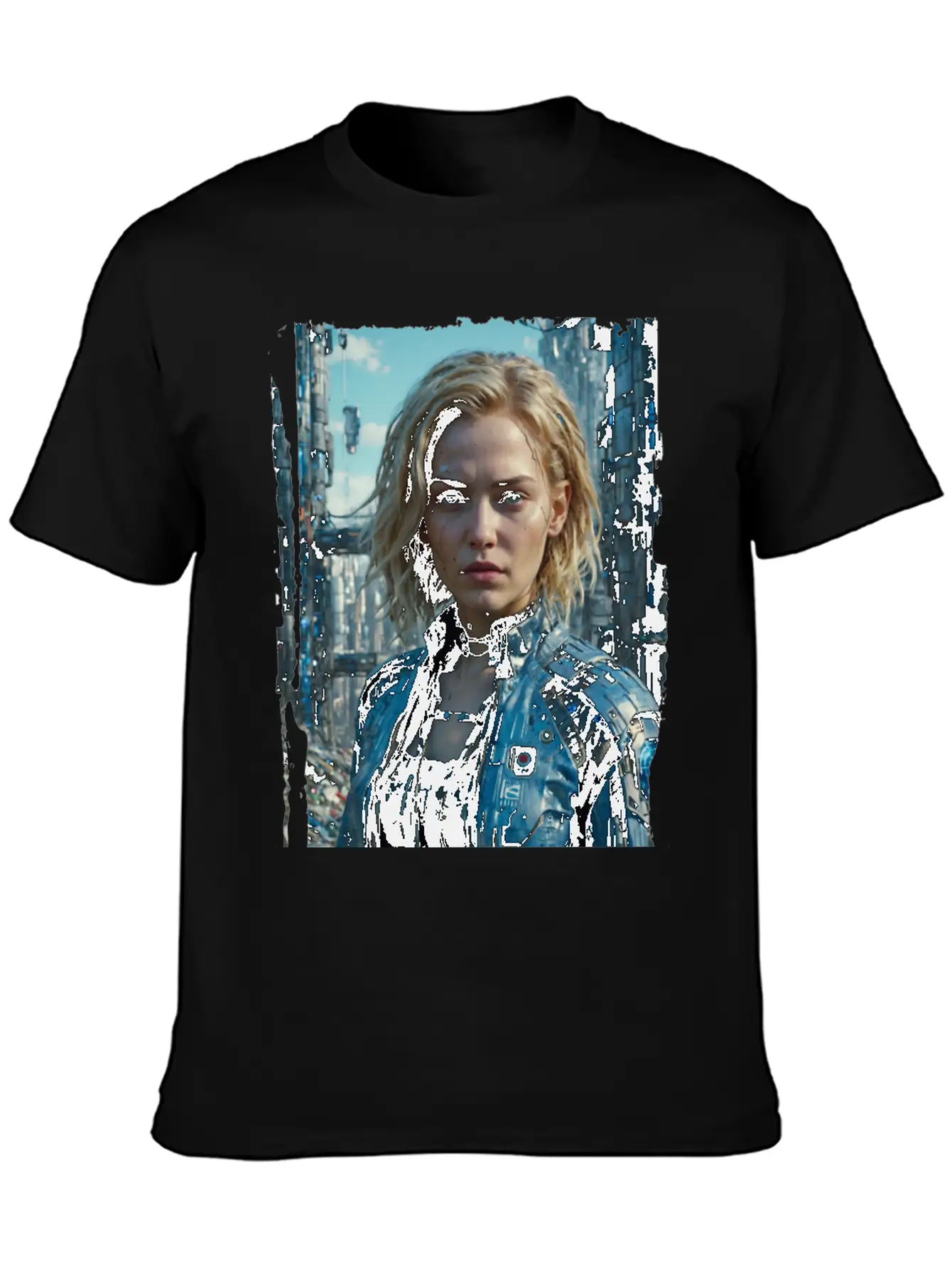 Portrait Of A Sci-fi Cyberpunk Girl Stylish Everyday T-Shirt – Unisex Basic Cotton Tee