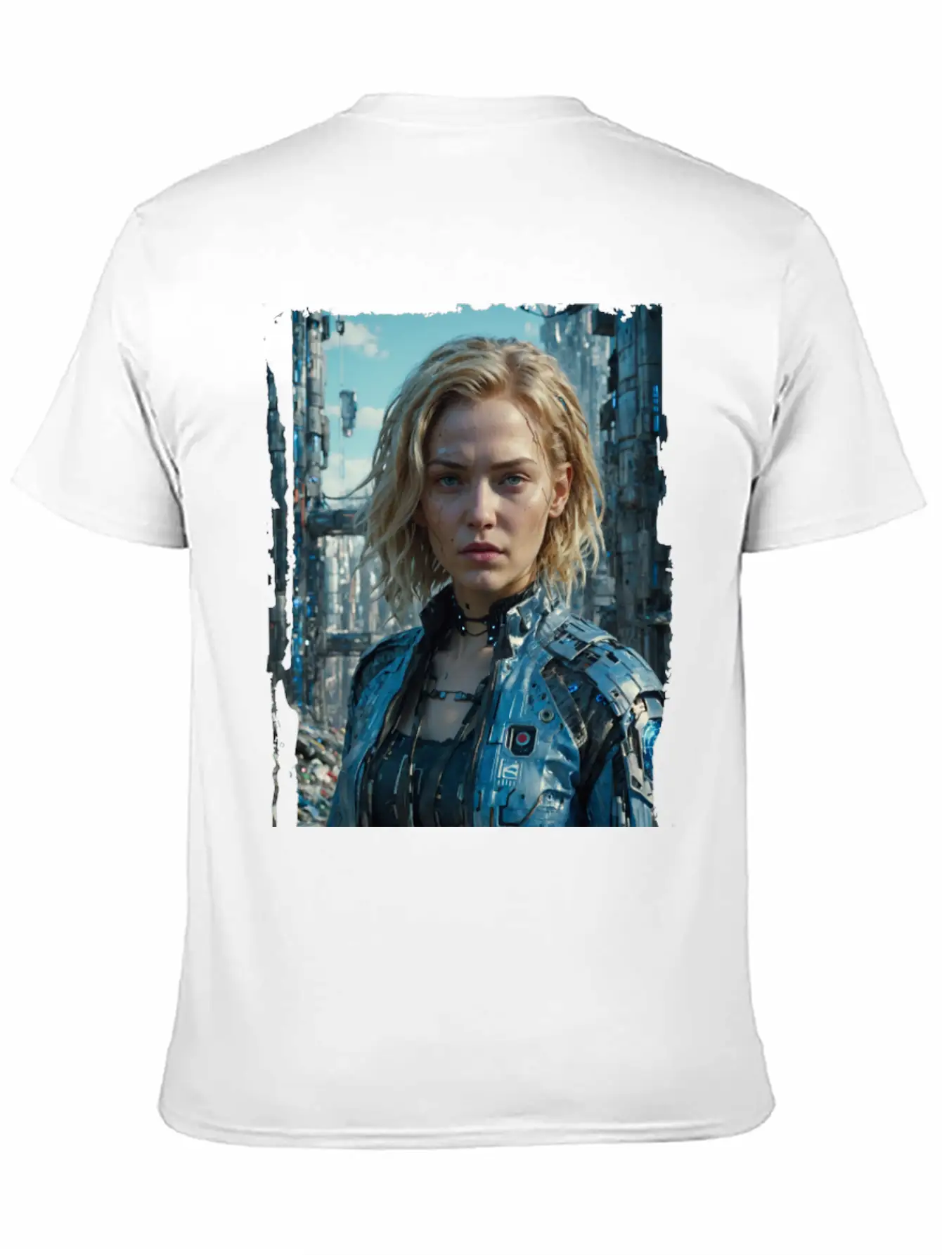 Portrait Of A Sci-fi Cyberpunk Girl Stylish Everyday T-Shirt – Unisex Basic Cotton Tee