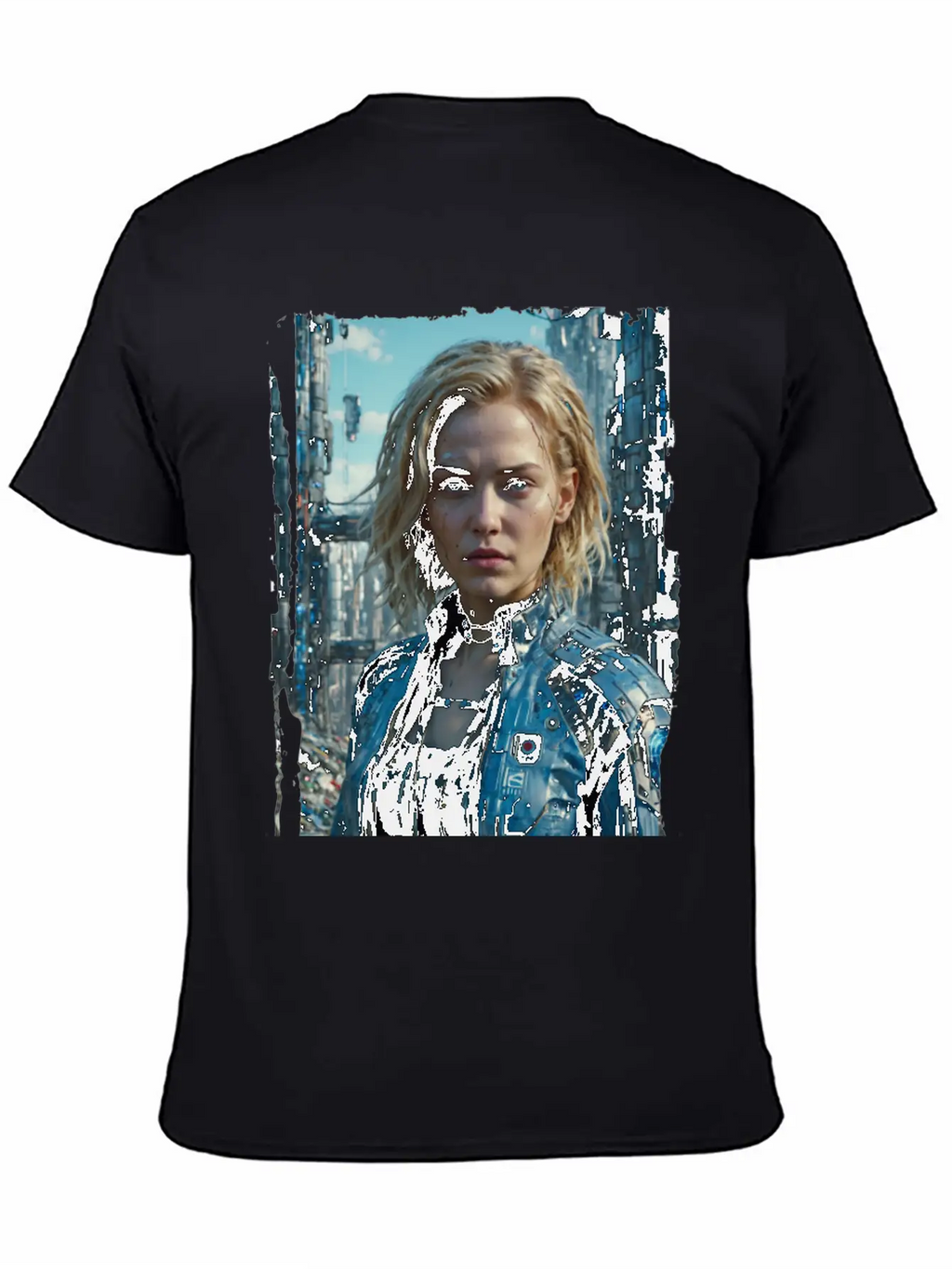 Portrait Of A Sci-fi Cyberpunk Girl Stylish Everyday T-Shirt – Unisex Basic Cotton Tee