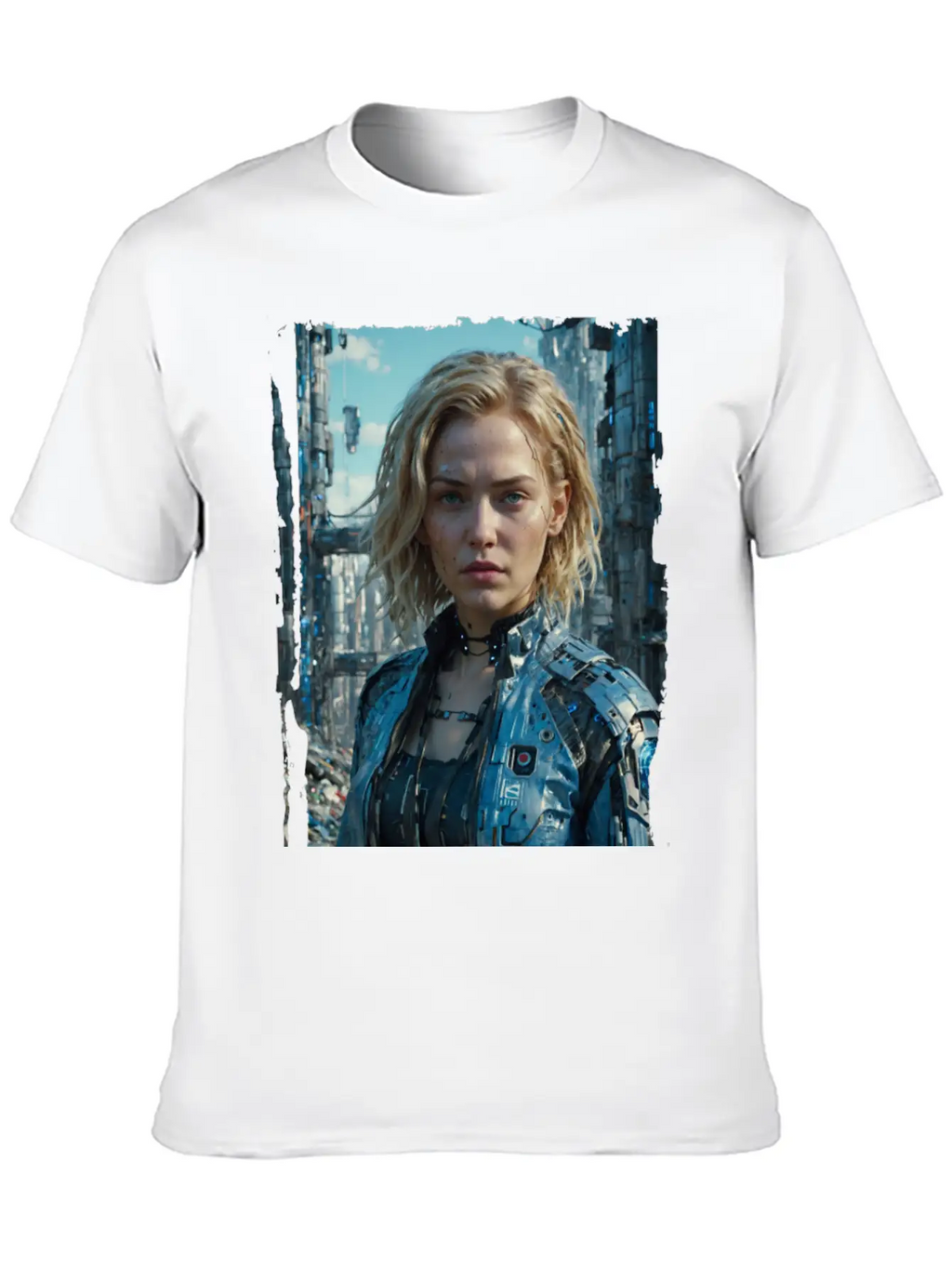 Portrait Of A Sci-fi Cyberpunk Girl Stylish Everyday T-Shirt – Unisex Basic Cotton Tee