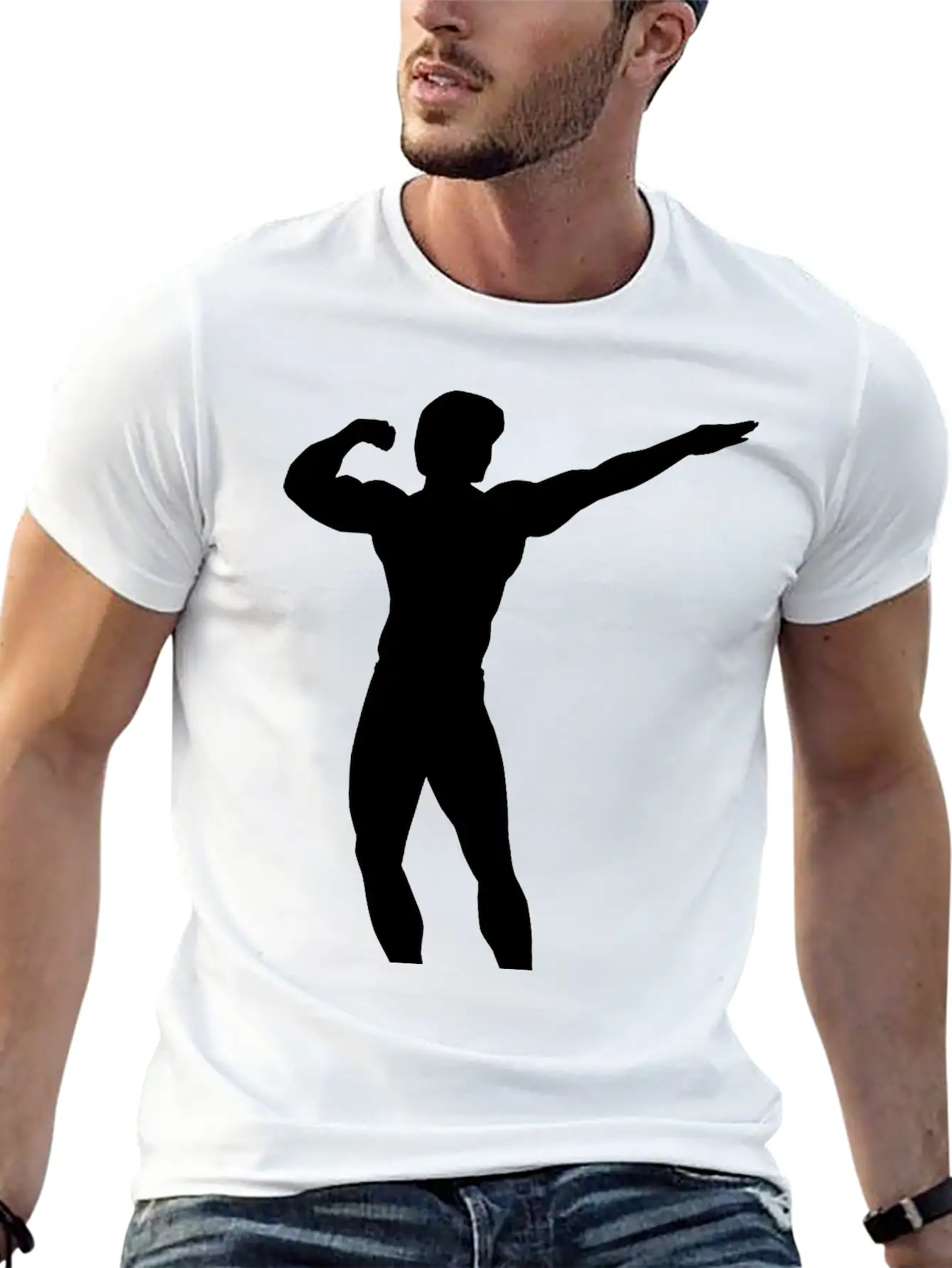 Posing Body Builder Breathable Soft Cotton T-Shirt – Timeless Casual Look
