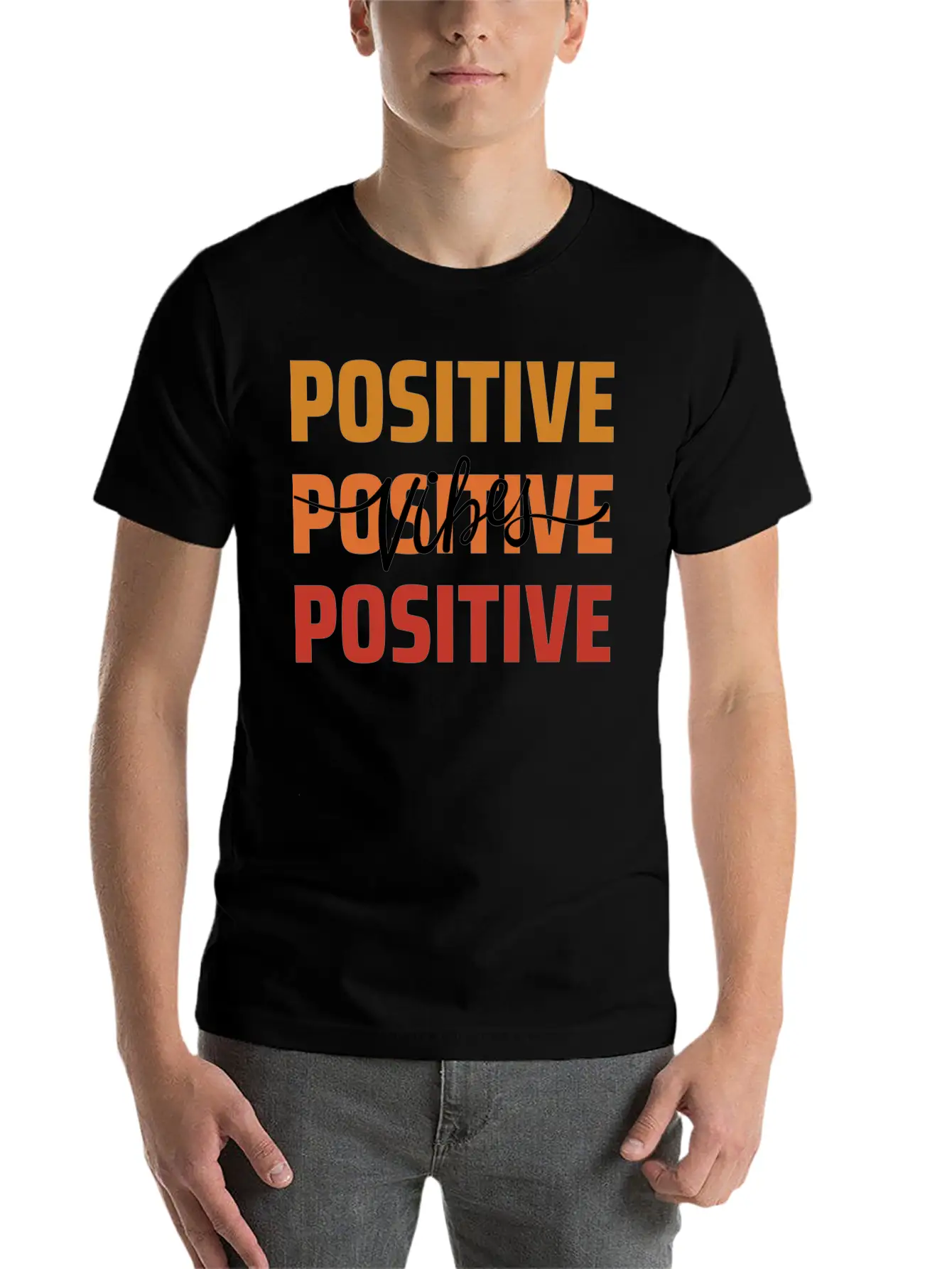 Positive Vibes Unisex Short Sleeve Soft Cotton T-Shirt – Casual Everyday Wear
