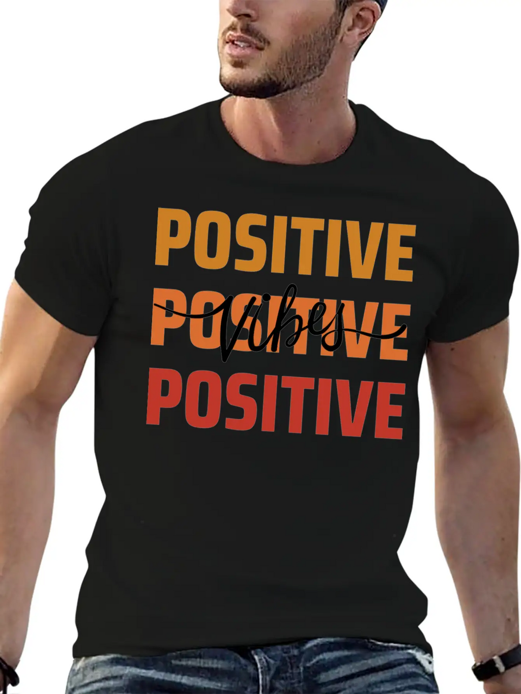 Positive Vibes Unisex Short Sleeve Soft Cotton T-Shirt – Casual Everyday Wear