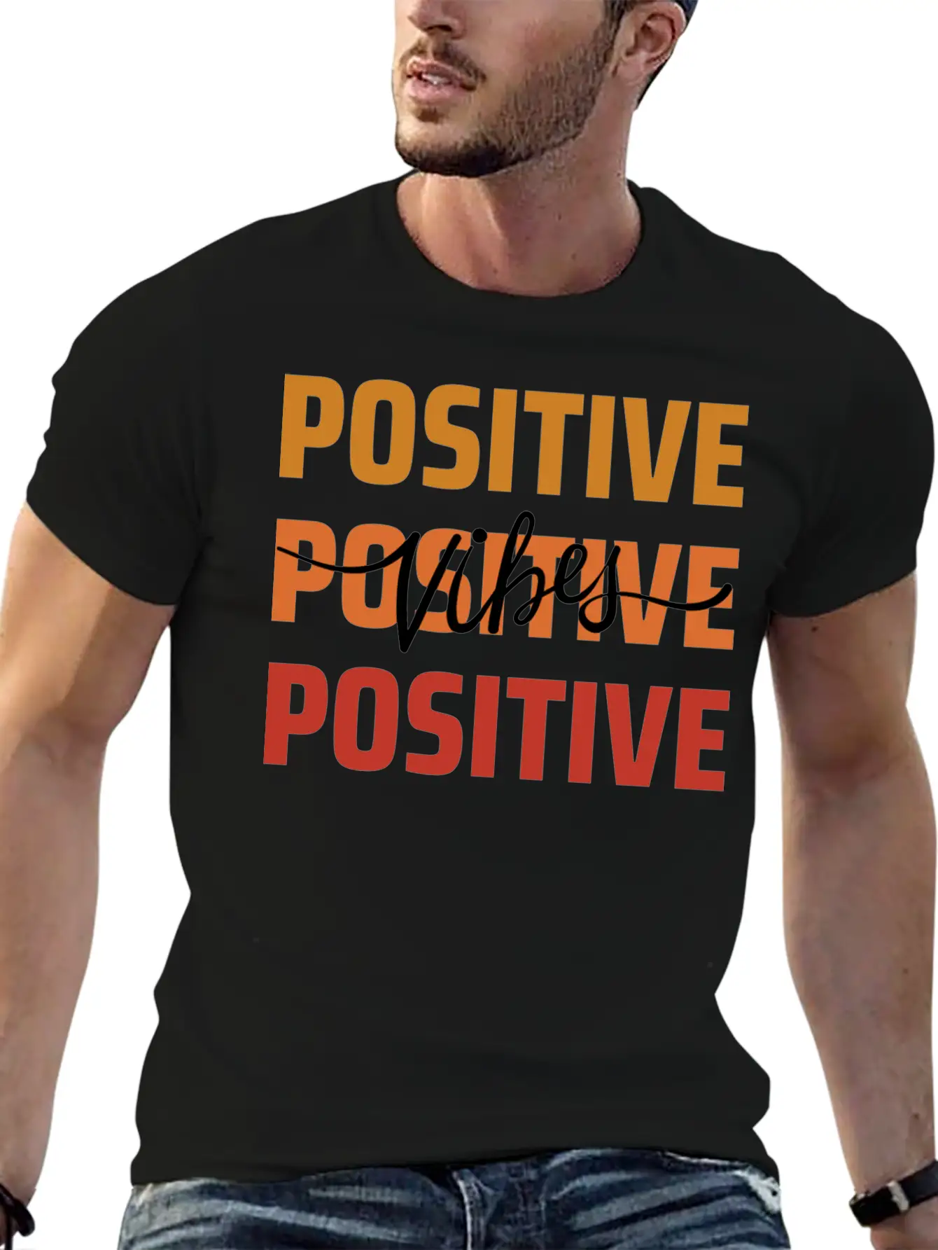 Positive Vibes Unisex Short Sleeve Soft Cotton T-Shirt – Casual Everyday Wear
