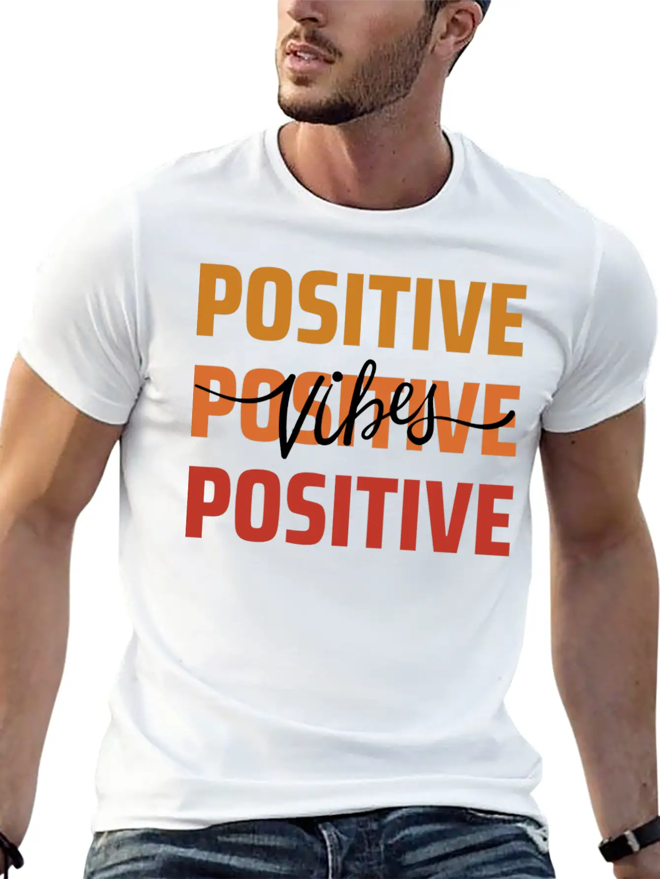 Positive Vibes Unisex Short Sleeve Soft Cotton T-Shirt – Casual Everyday Wear