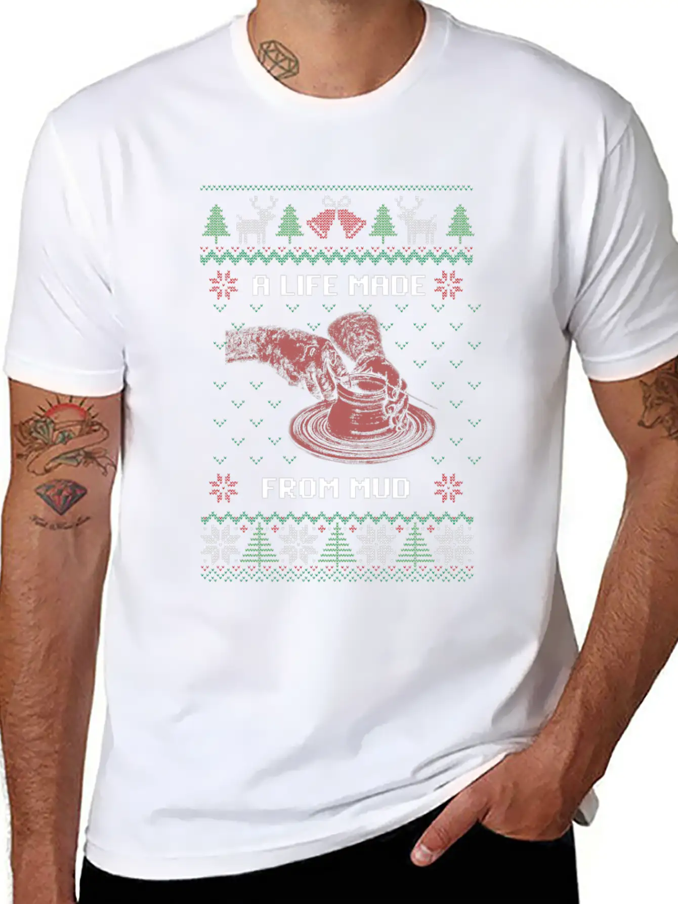 Pottery Anniversary Ceramics Ugly Christmas Gift Casual Graphic T-Shirt – Simple And Comfortable Daily Wear