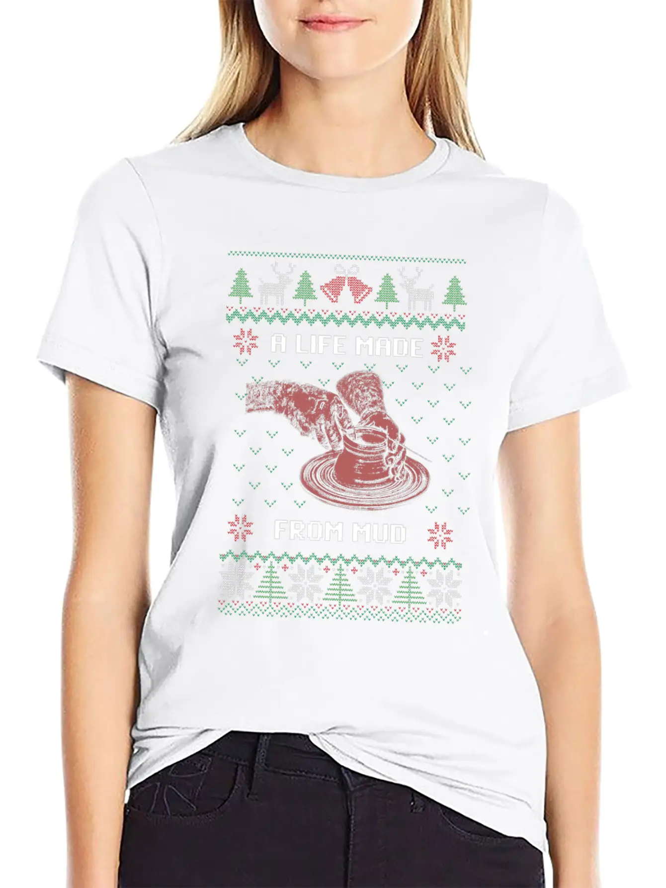 Pottery Anniversary Ceramics Ugly Christmas Gift Casual Graphic T-Shirt – Simple And Comfortable Daily Wear