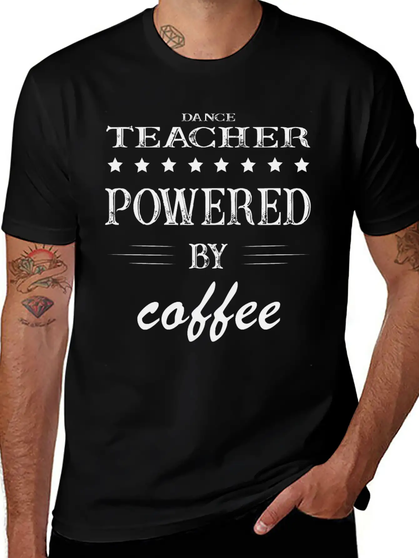 Powered By Coffee, Coffee, Dance Teacher, Instruct Unisex Short Sleeve Soft Cotton T-Shirt – Casual Everyday Wear