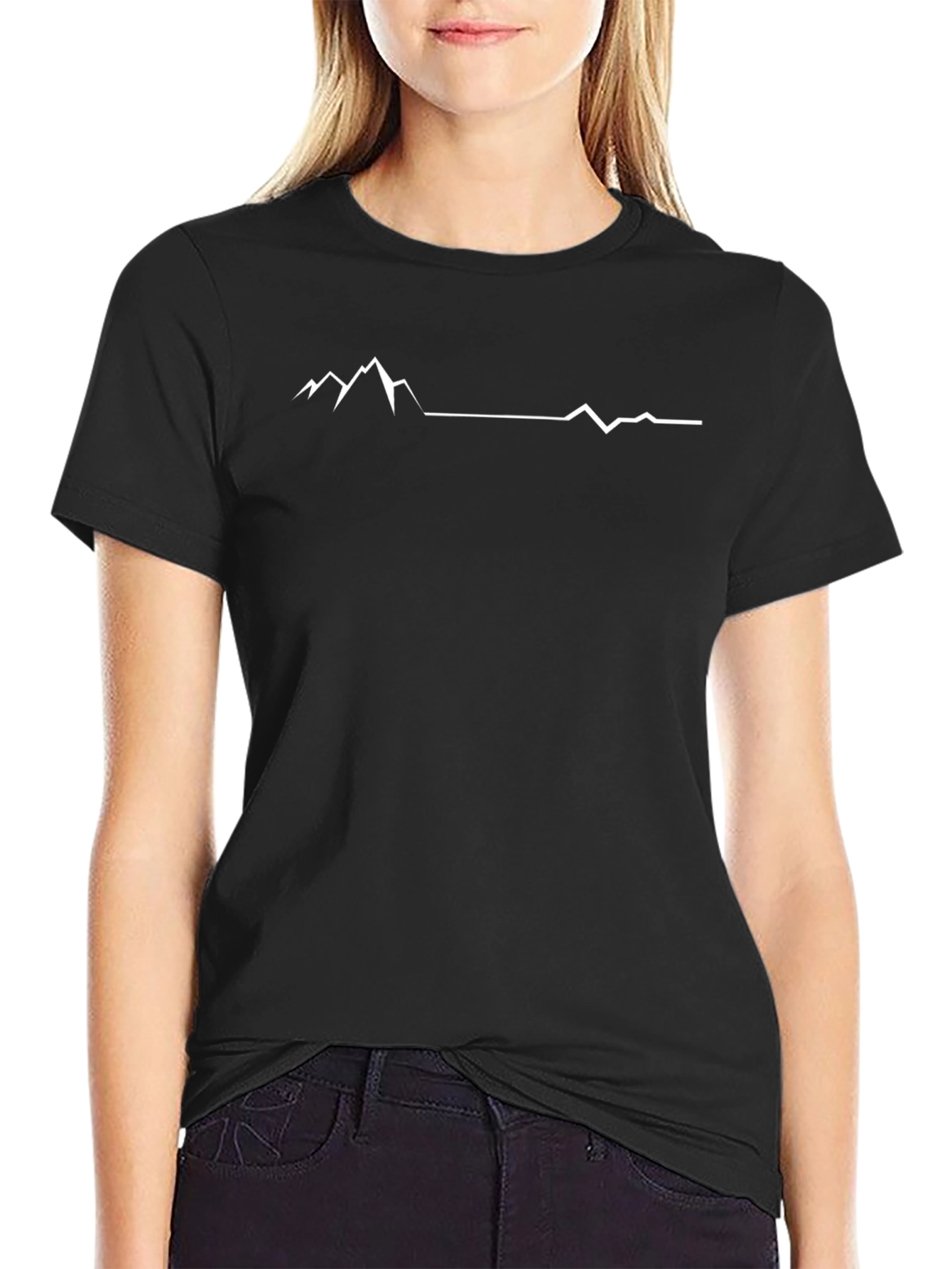 Mountain Peak Graphic Tee - Black Cotton Comfort