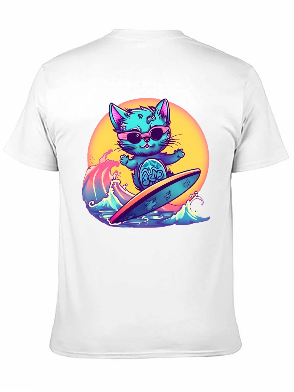 Cool Cat Surfing T-Shirt - Black