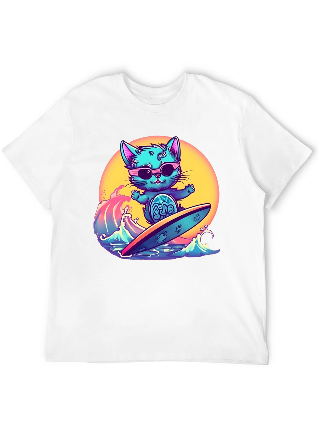 Cool Cat Surfing T-Shirt - Black