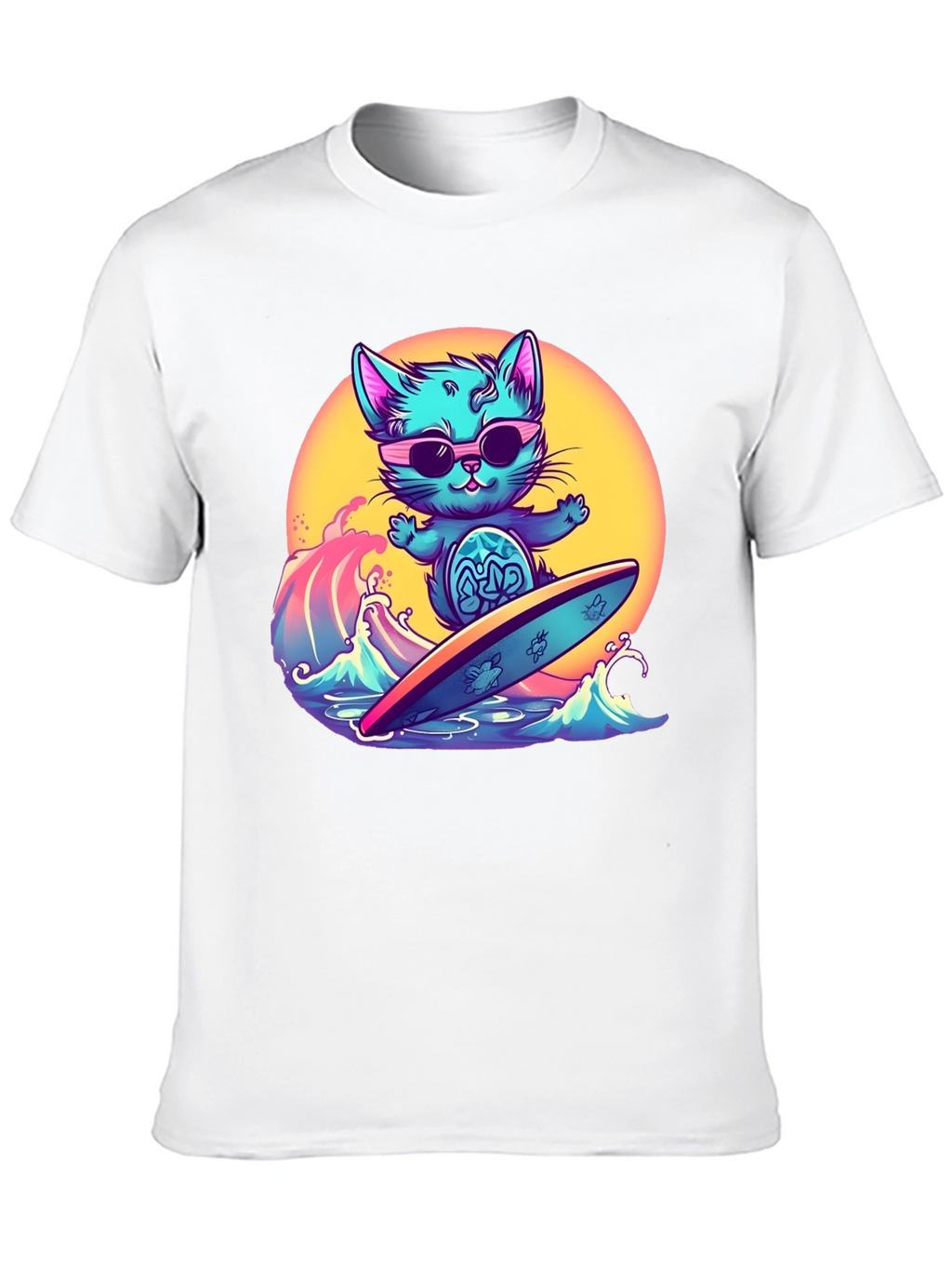 Cool Cat Surfing T-Shirt - Black