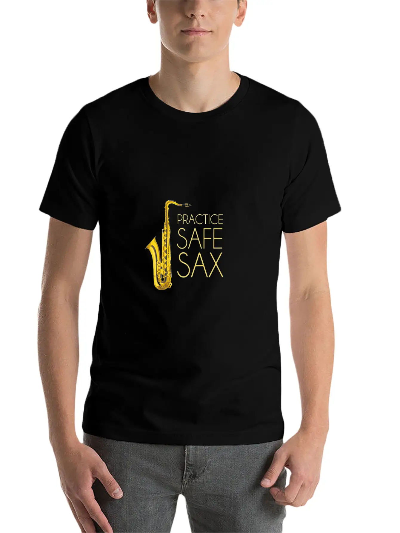 Practice Safe Sax Casual Graphic T-Shirt – Simple And Comfortable Daily Wear