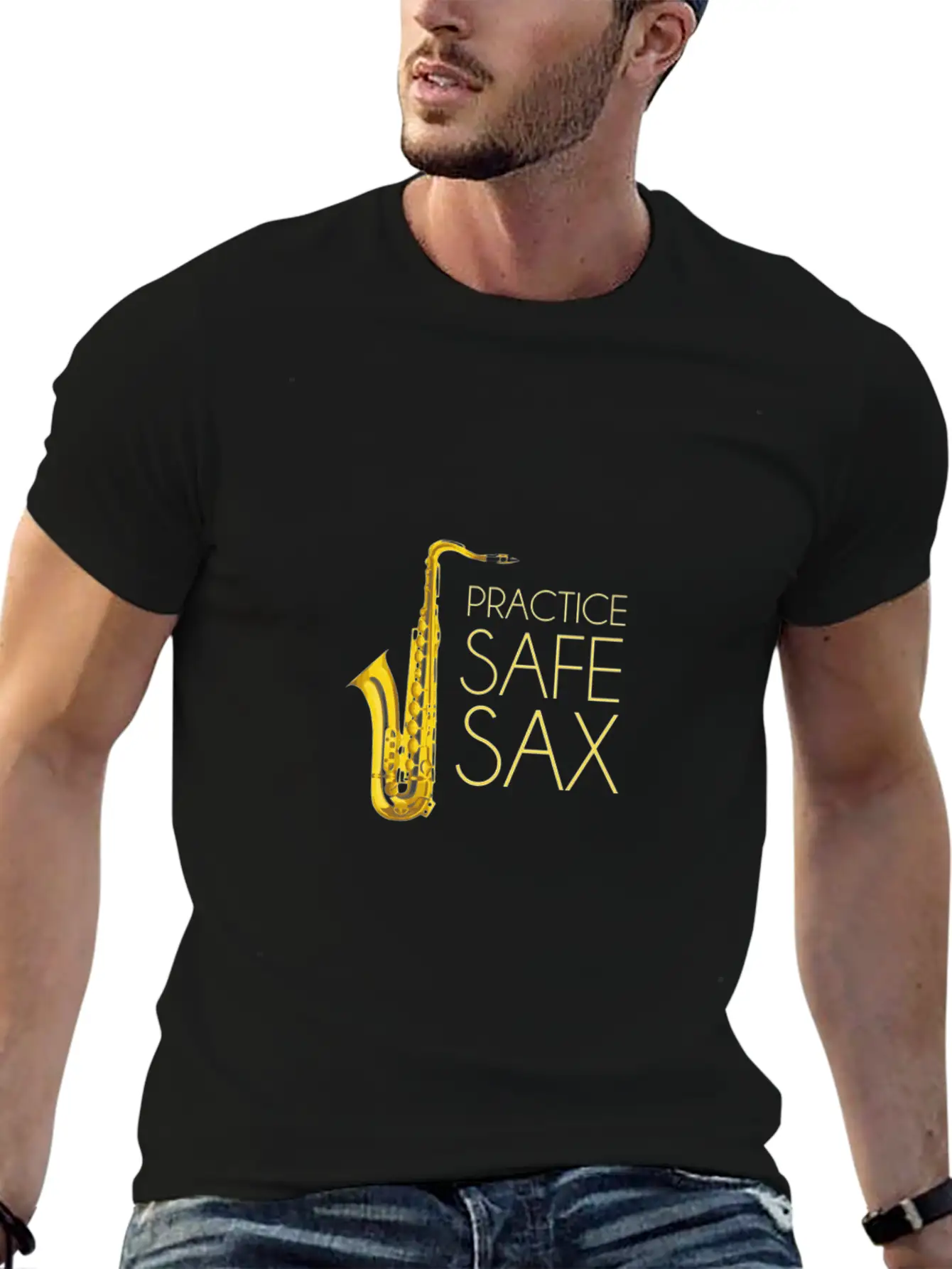 Practice Safe Sax Casual Graphic T-Shirt – Simple And Comfortable Daily Wear