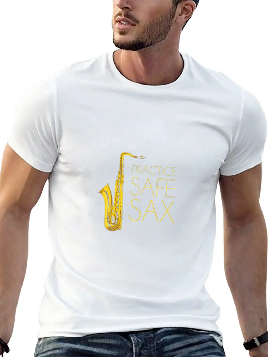 Practice Safe Sax Casual Graphic T-Shirt – Simple And Comfortable Daily Wear