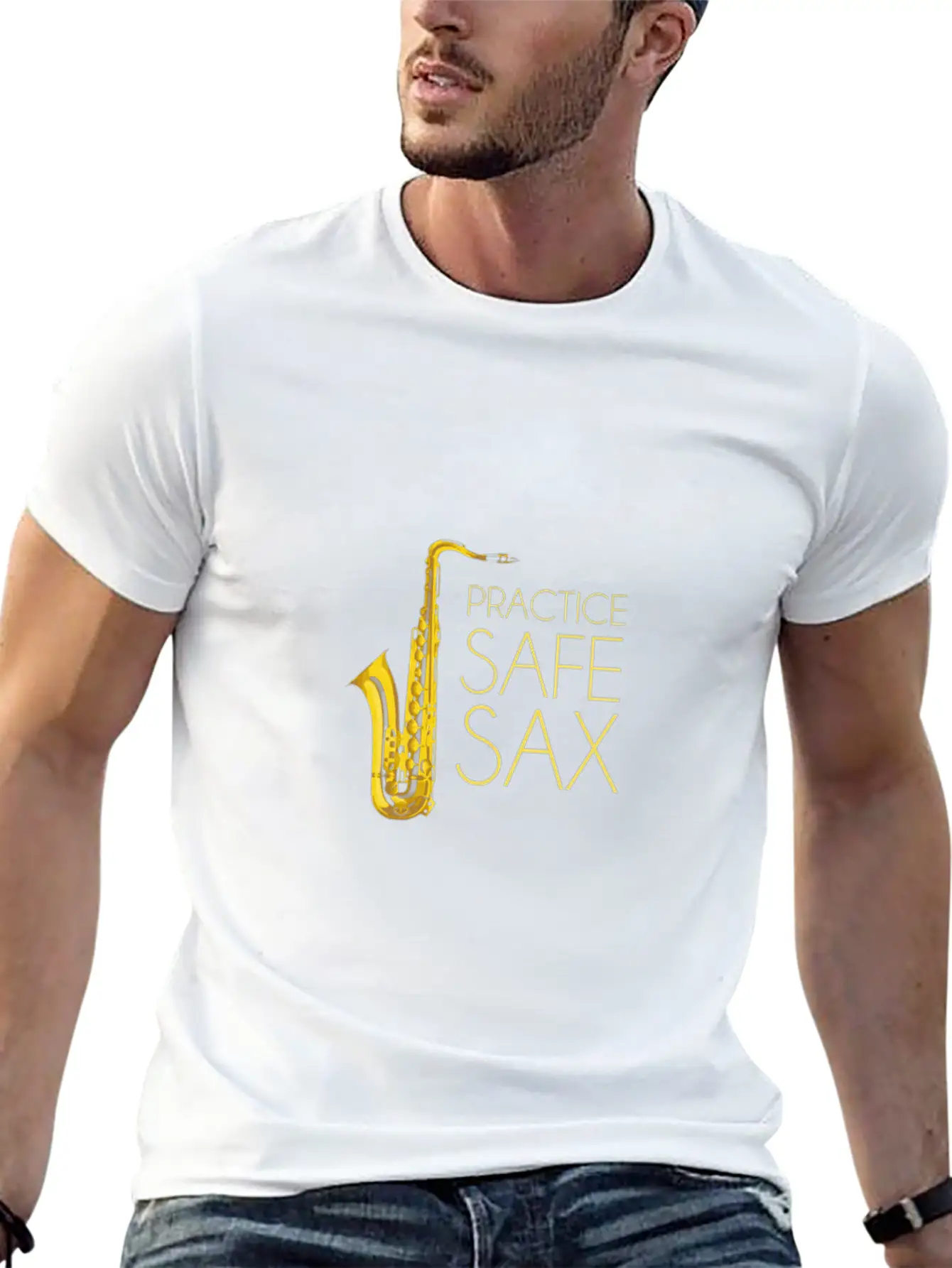 Practice Safe Sax Casual Graphic T-Shirt – Simple And Comfortable Daily Wear