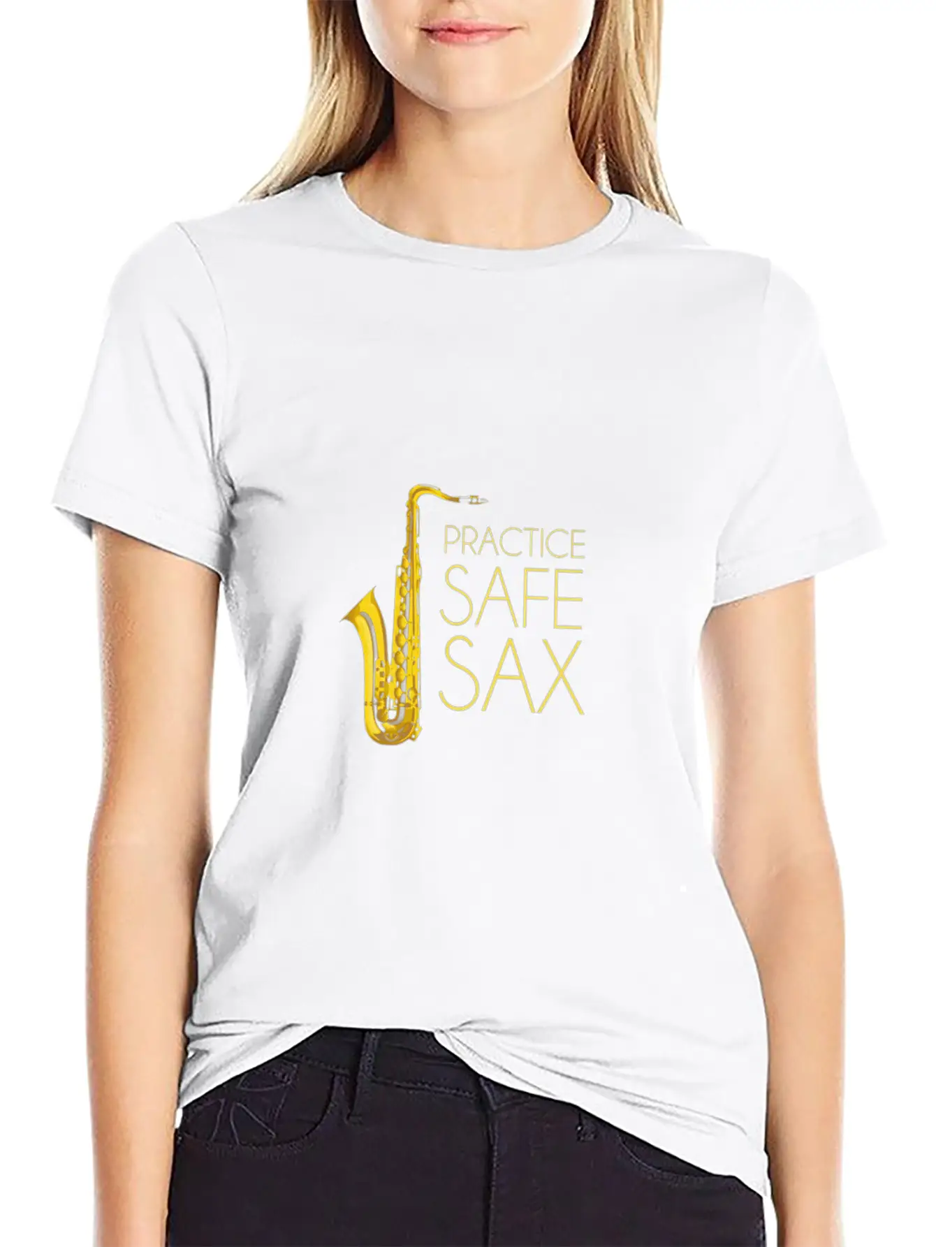 Practice Safe Sax Casual Graphic T-Shirt – Simple And Comfortable Daily Wear