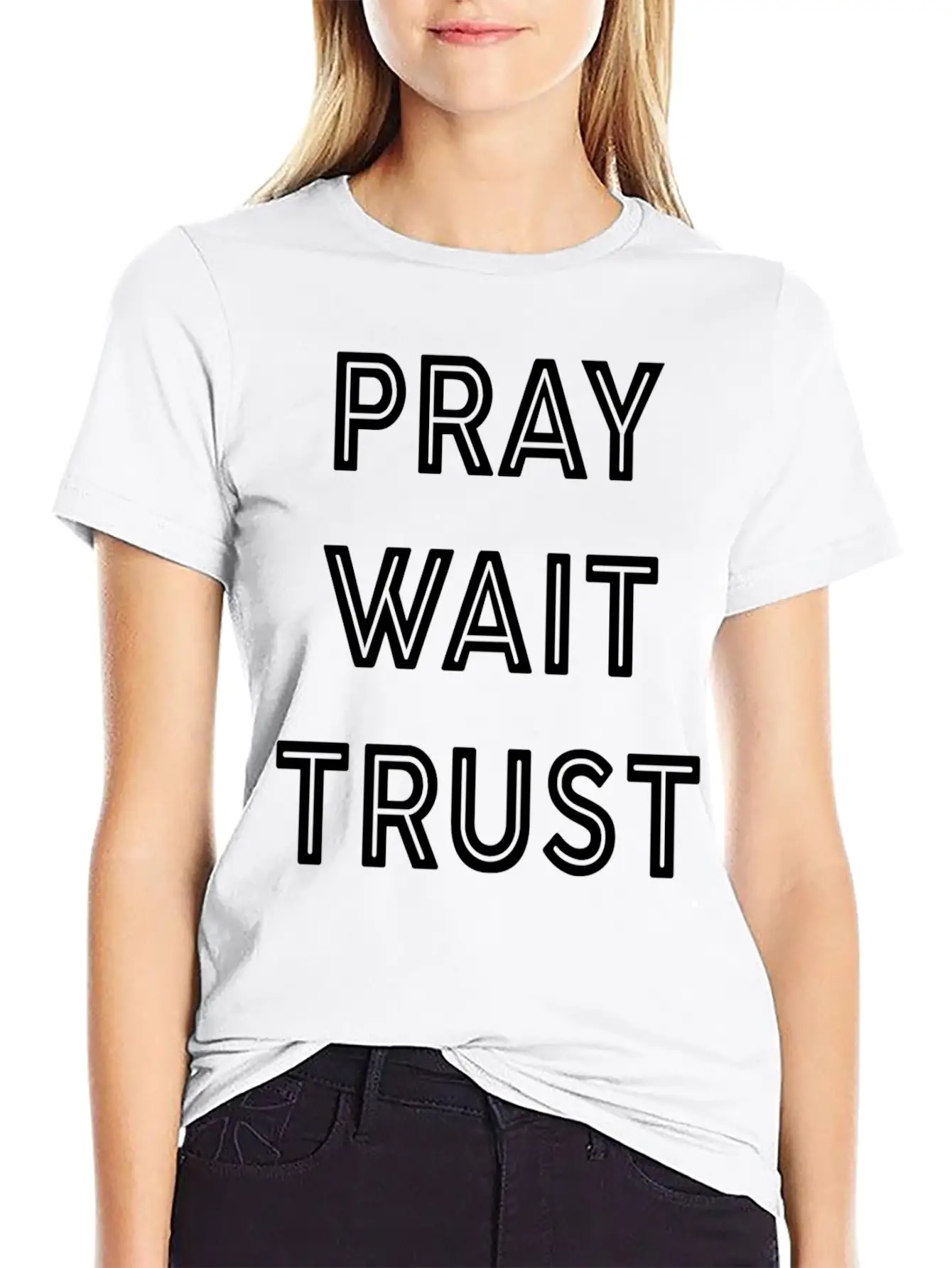 Pray Wait Trust Breathable Soft Cotton T-Shirt – Timeless Casual Look
