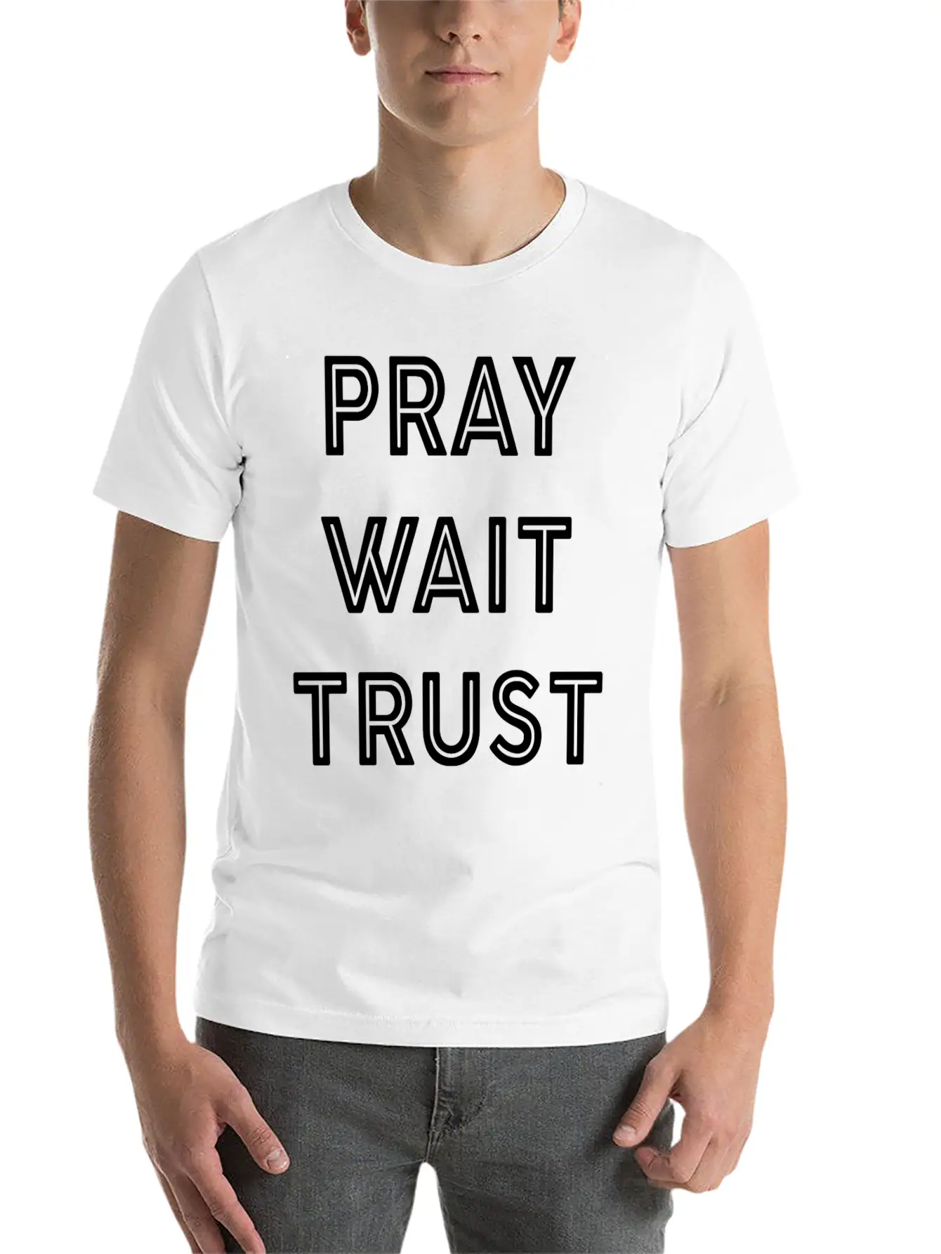Pray Wait Trust Breathable Soft Cotton T-Shirt – Timeless Casual Look