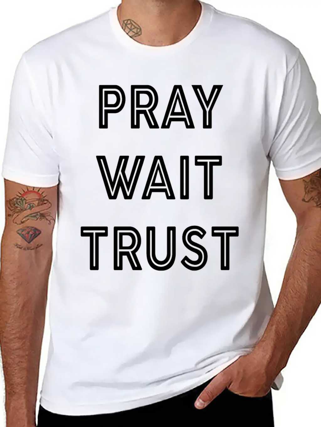Pray Wait Trust Breathable Soft Cotton T-Shirt – Timeless Casual Look