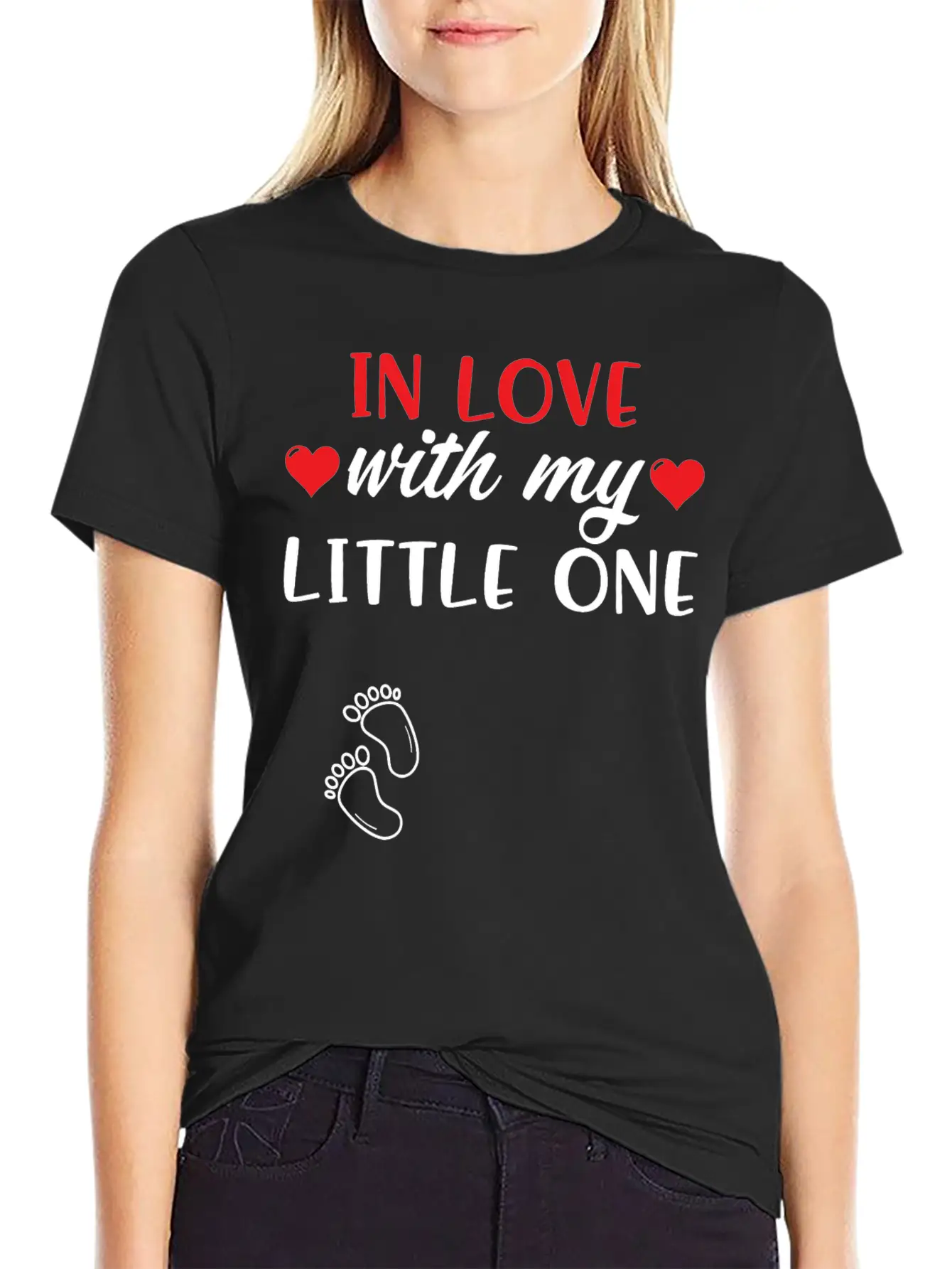 Pregnant Shirt In Love With My Little One Gift Tee Unisex Short Sleeve Soft Cotton T-Shirt – Casual Everyday Wear