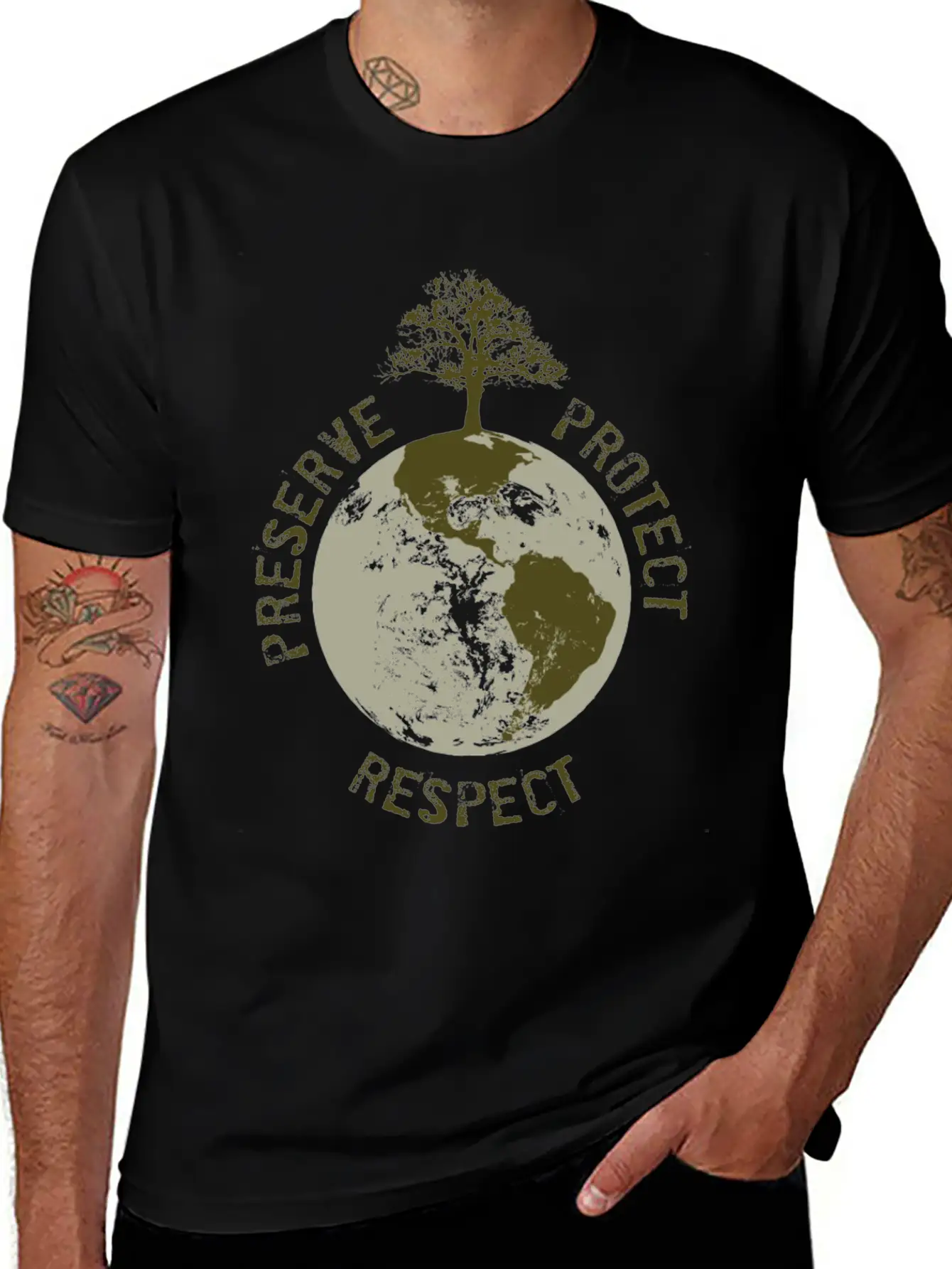 Preserve Respect Protect Breathable Soft Cotton T-Shirt – Timeless Casual Look